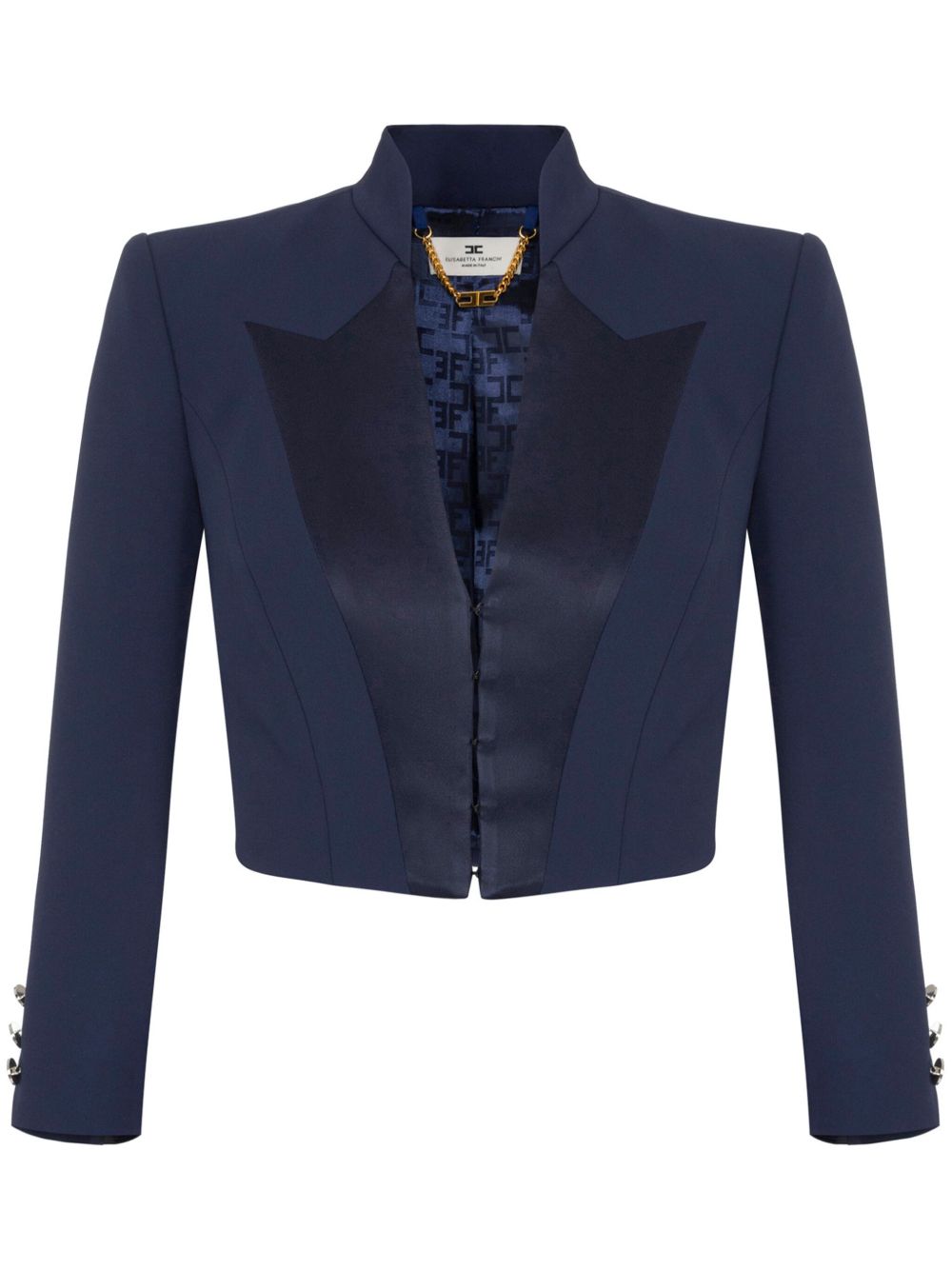 Elisabetta Franchi 缎面领绉纱短款夹克 - 蓝色