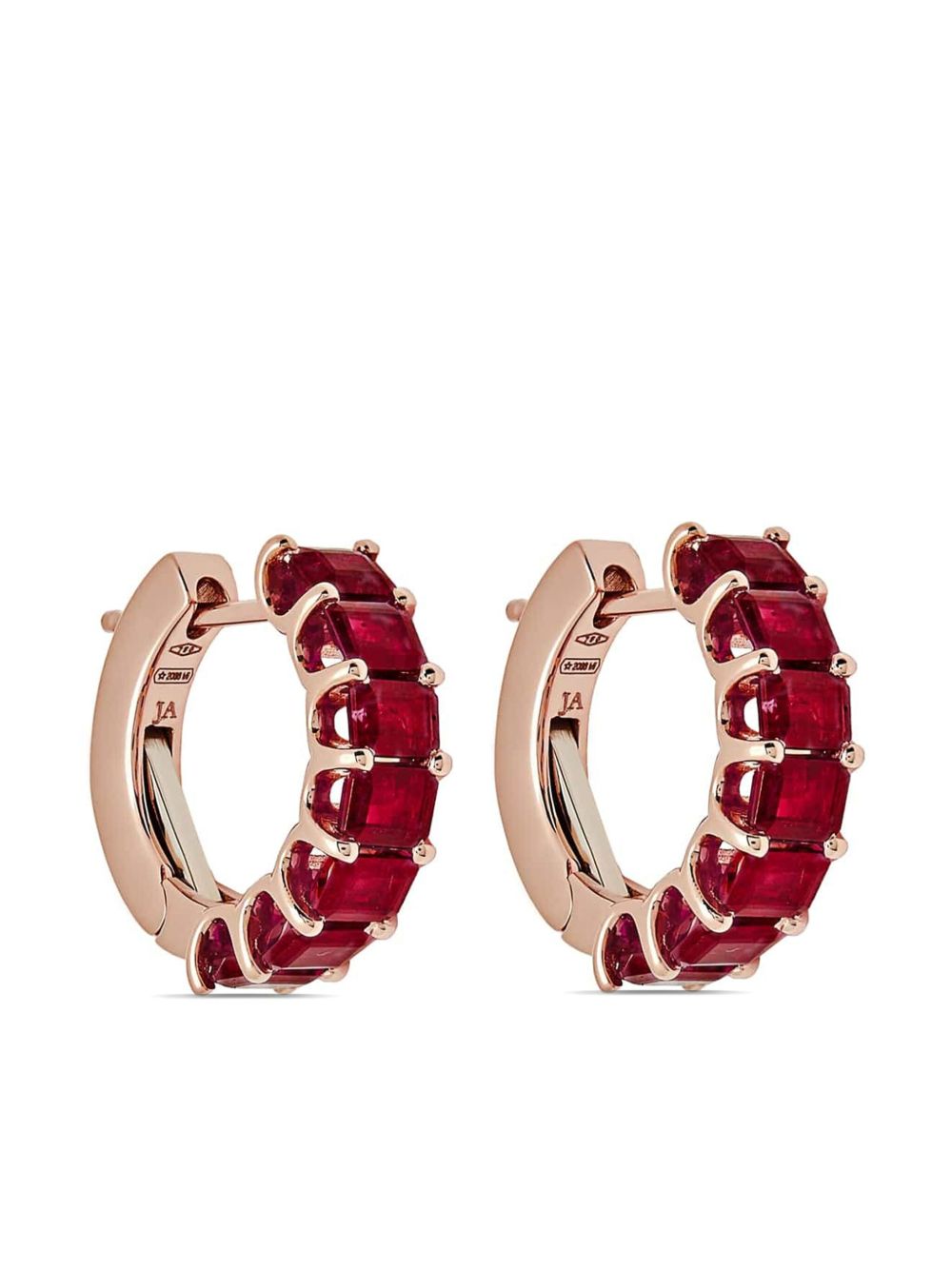 Jewels Aficionado 18K玫瑰金红宝石圈形耳环 - 粉色