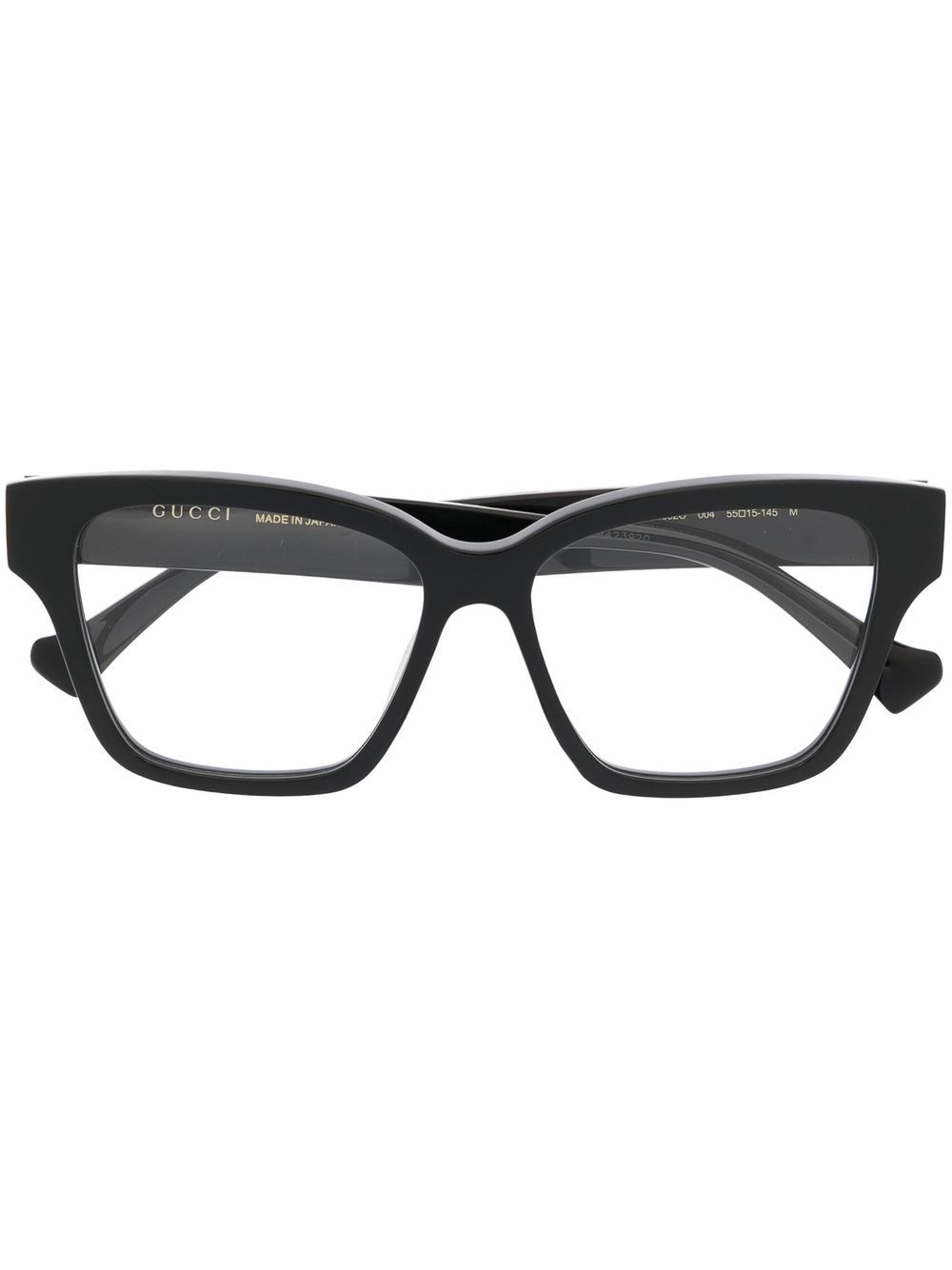 Gucci Eyewear wayfarer GG 条纹细节眼镜 - 黑色
