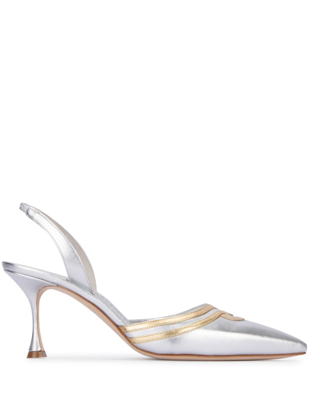 Manolo Blahnik 皮质高跟鞋（8厘米） - 银色