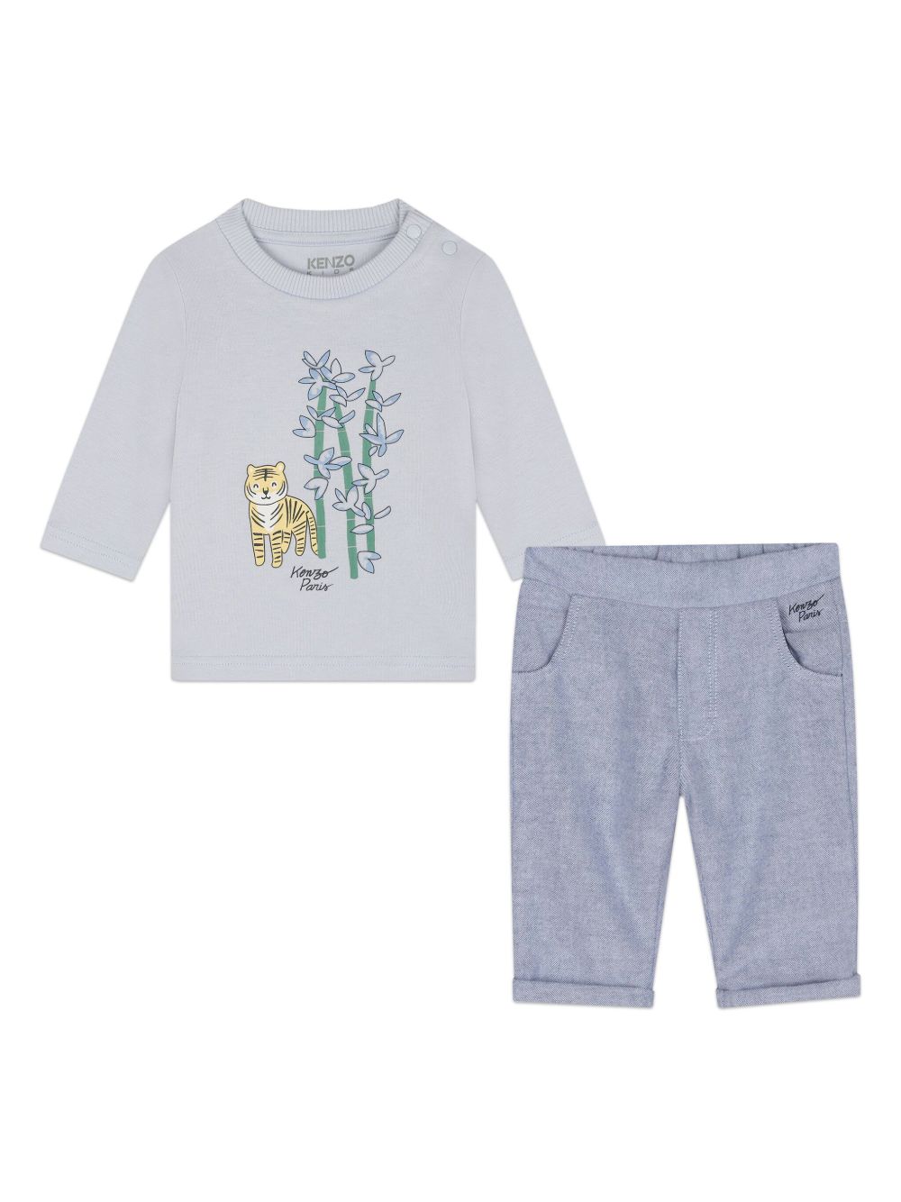 Kenzo Kids 图案印花长裤套装 - 灰色