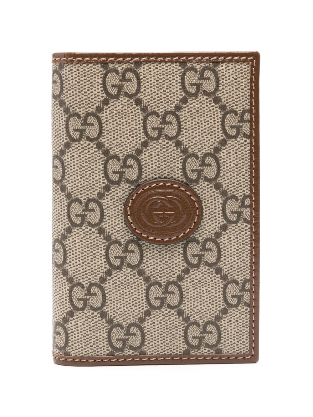 Gucci GG Supreme 帆布对折钱包 - 褐色