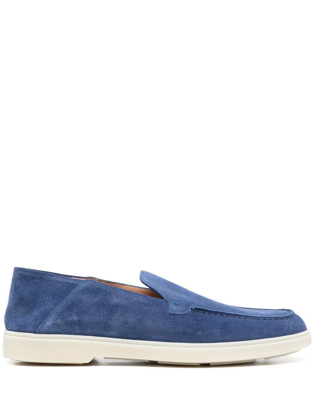 Santoni 杏仁形鞋头绒面皮乐福鞋 - 蓝色