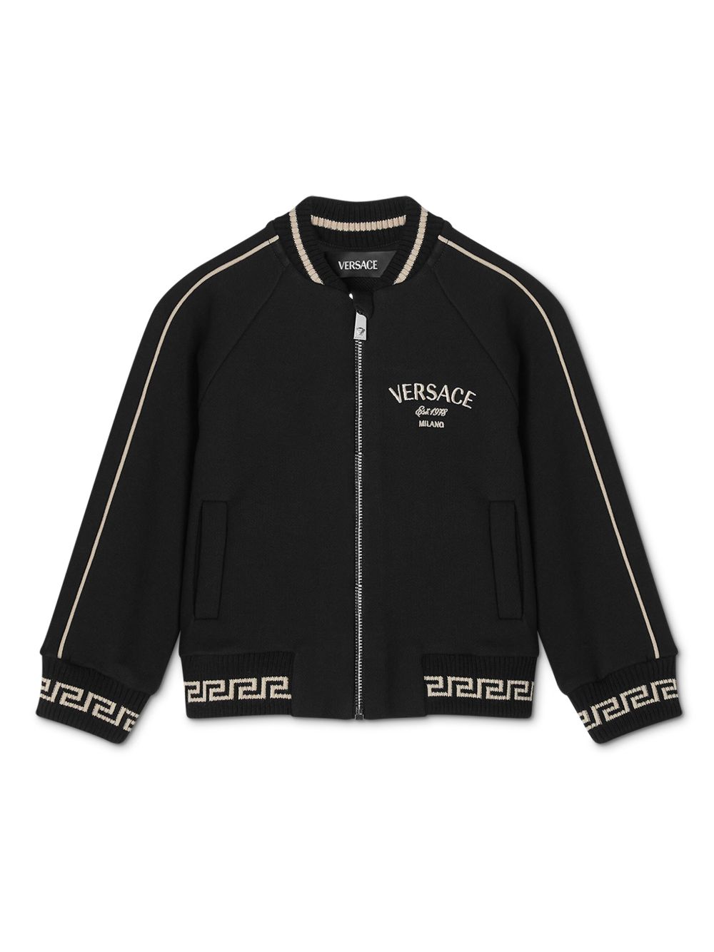 Versace Kids Milano Stamp 飞行员夹克 - 黑色