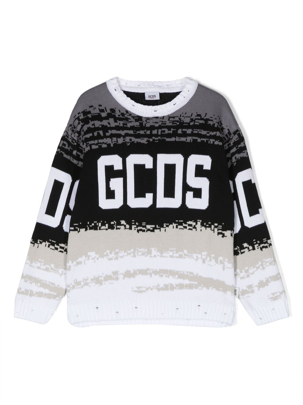 Gcds Kids logo嵌花针织棉卫衣 - 白色