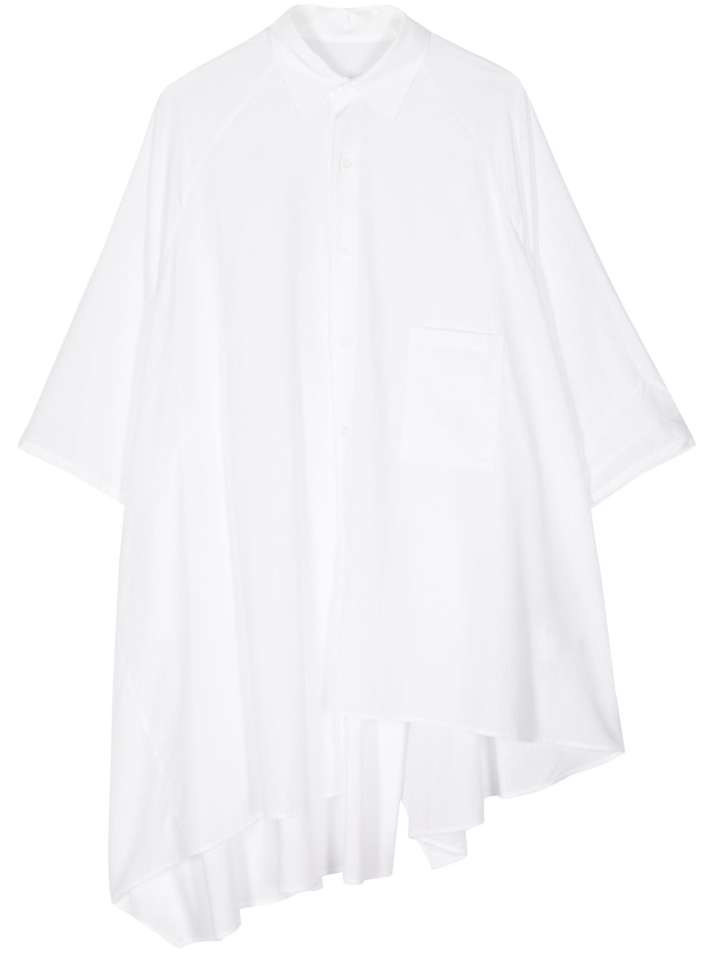 Yohji Yamamoto 不对称短袖衬衫 - 白色