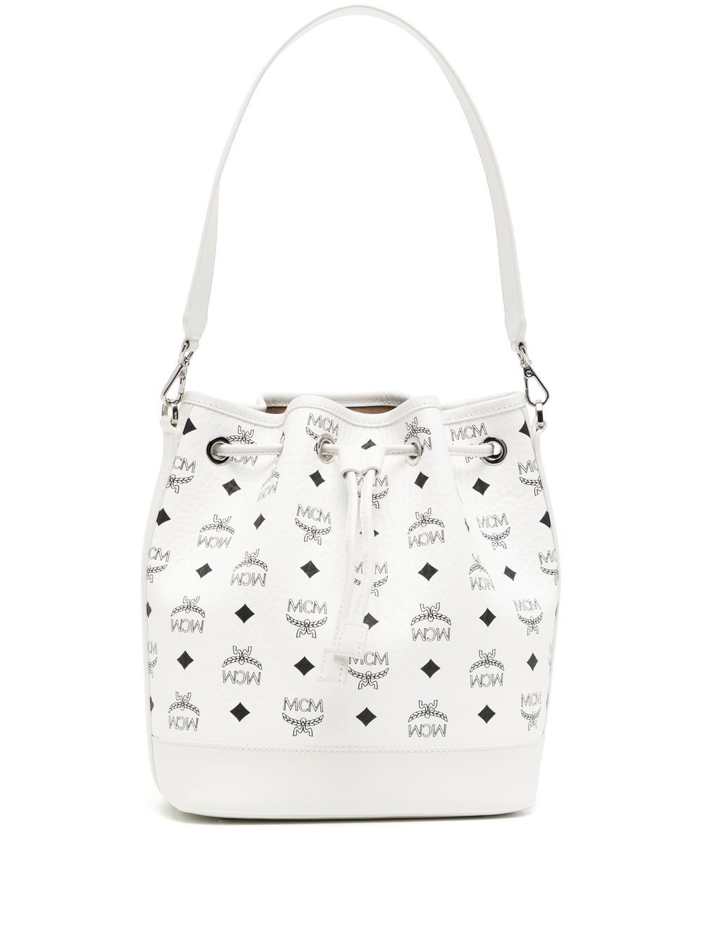 MCM Dessau logo印花中号水桶包 - 白色