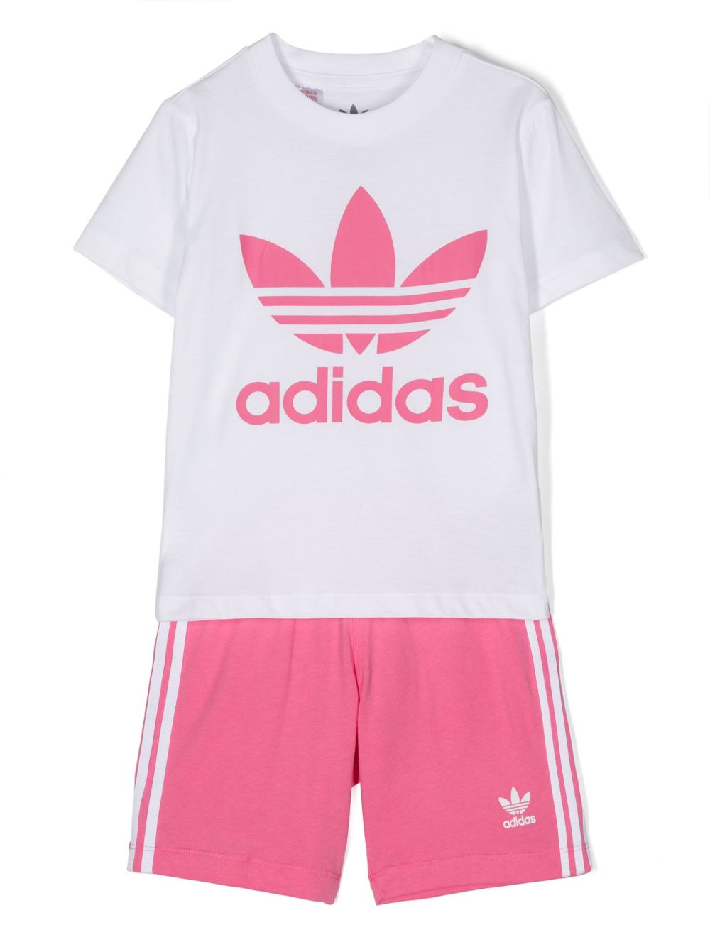 adidas Kids Trefoil 棉短裤套装 - 粉色