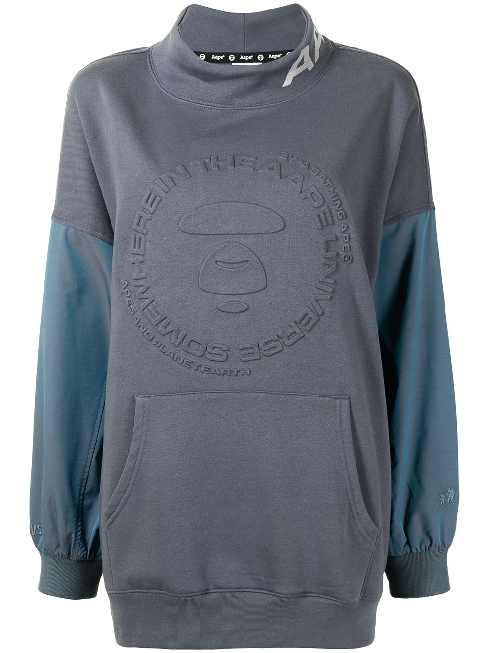 AAPE BY *A BATHING APE® 对比拼接logo卫衣 - 蓝色