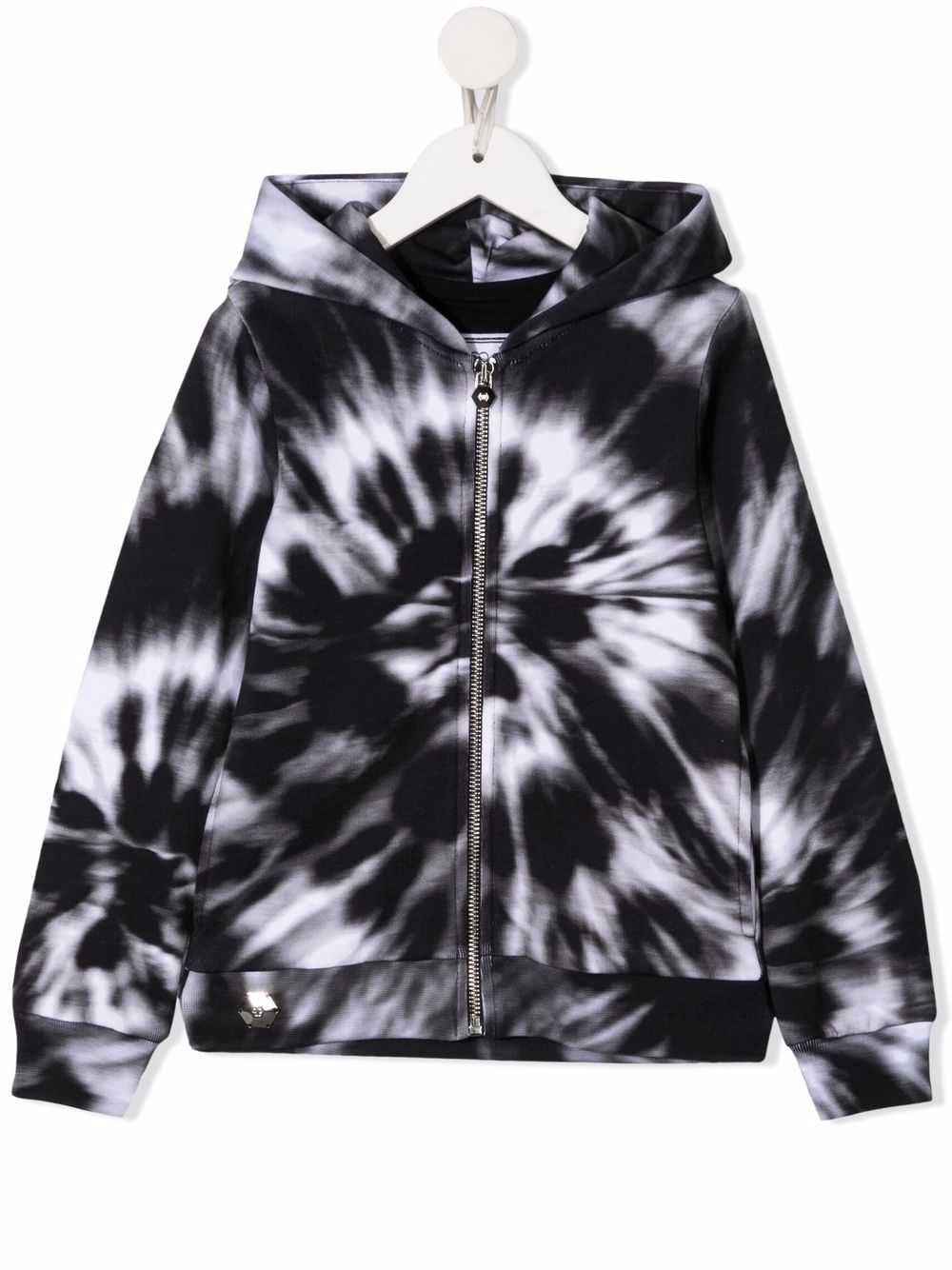 Philipp Plein Junior 扎染连帽衫 - 黑色