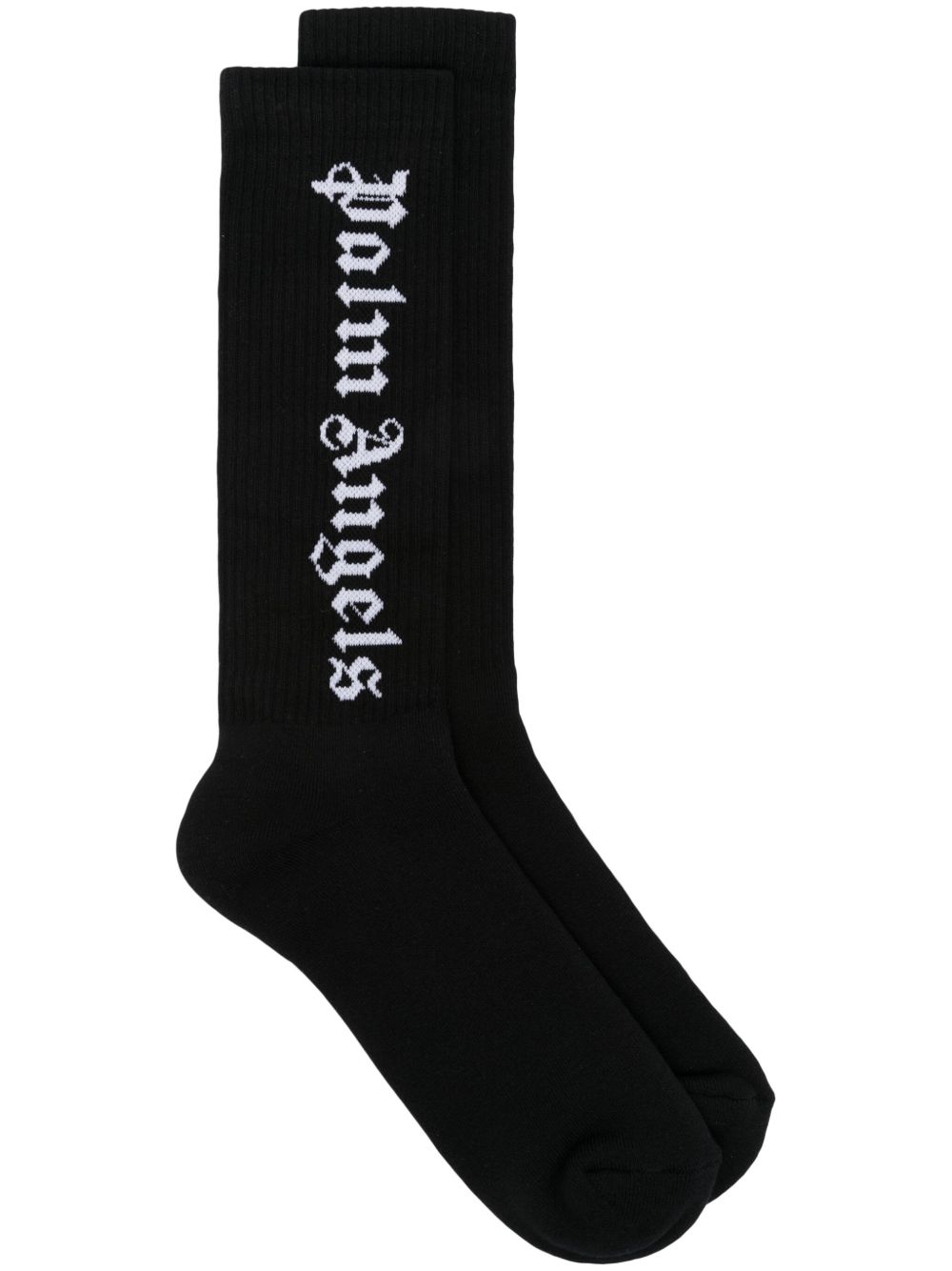Palm Angels Gothic logo针织袜 - 黑色