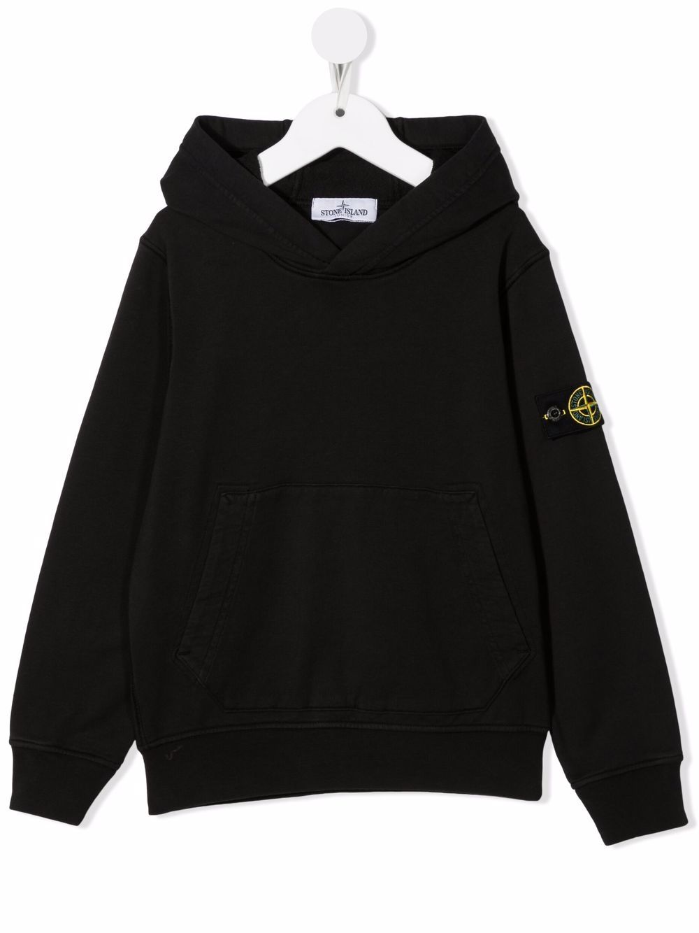 Stone Island Junior 罗盘贴花套头式连帽衫 - 黑色