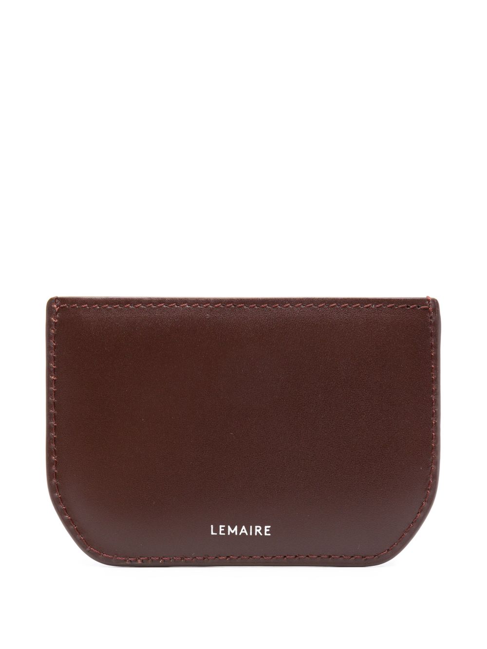 LEMAIRE logo印花皮质卡夹 - 褐色