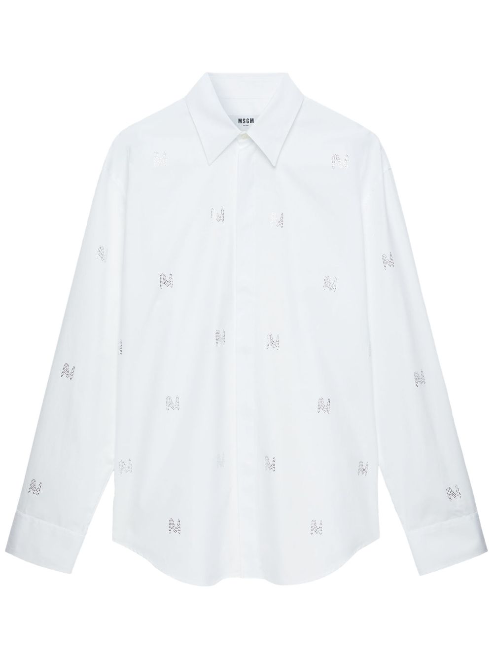 MSGM 晶饰棉衬衫 - 白色
