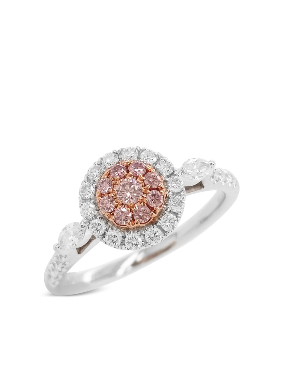 HYT Jewelry 钻石鸡尾酒铂金戒指 - 银色