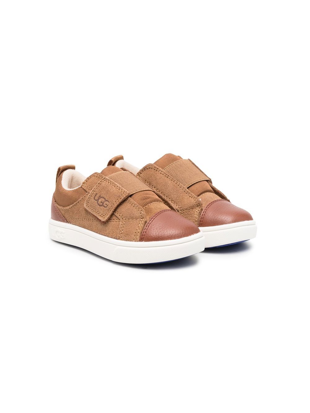UGG Kids 魔术贴logo凹面压花运动鞋 - 褐色