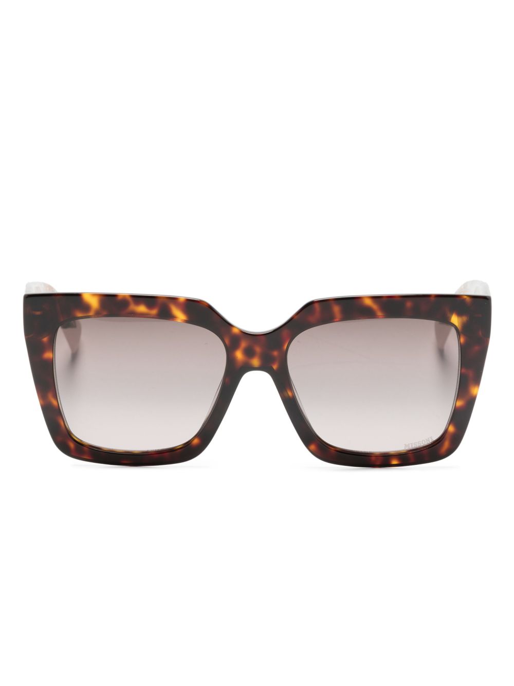MISSONI EYEWEAR Z字纹超大镜框太阳眼镜 - 褐色