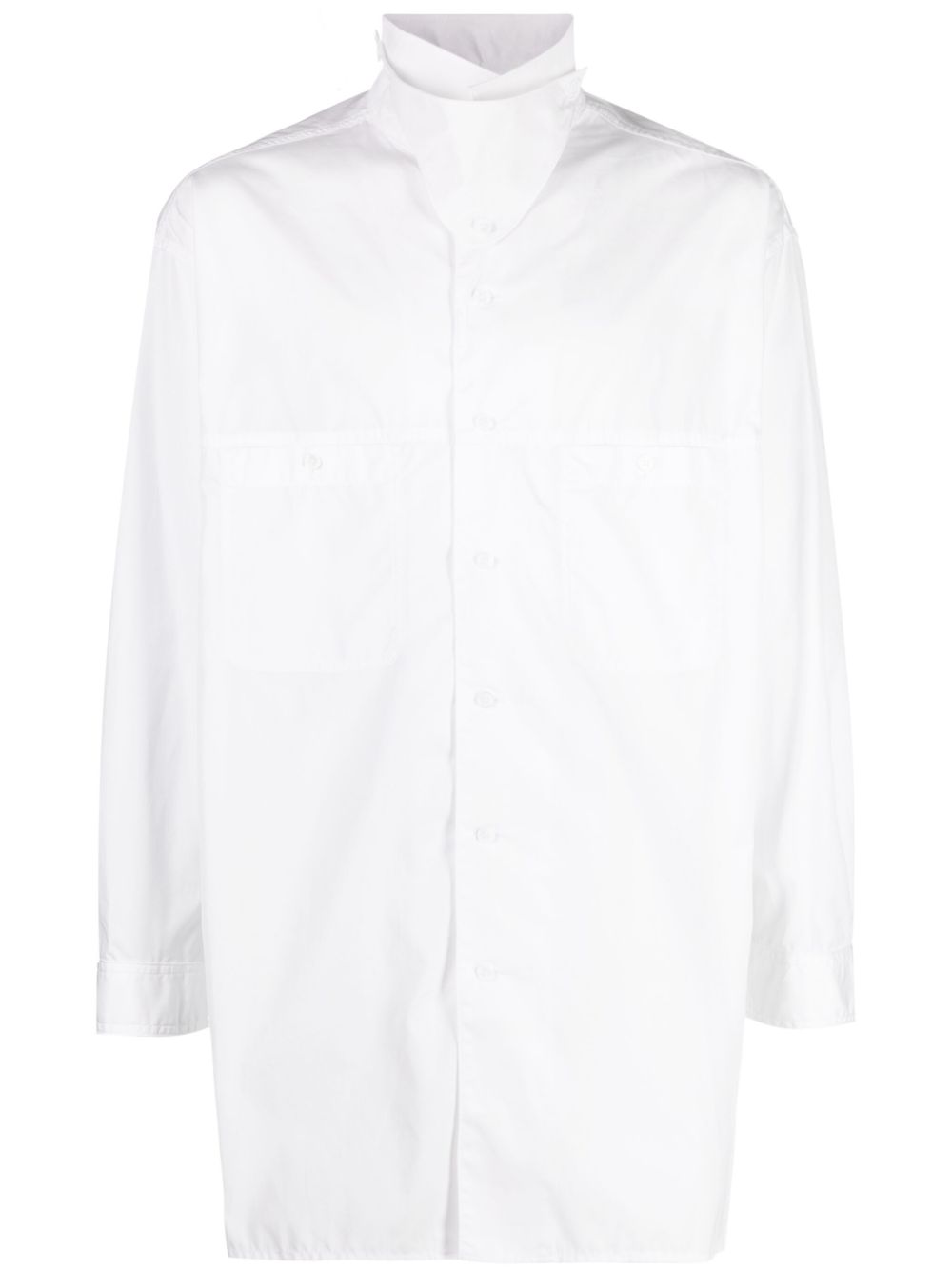 Yohji Yamamoto 翻领棉衬衫 - 白色
