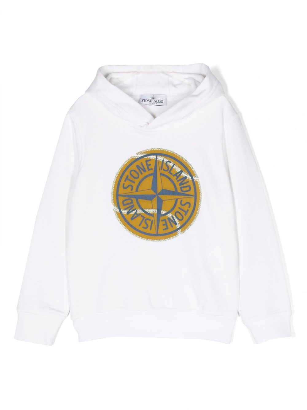 Stone Island Junior 标贴棉连帽衫 - 白色