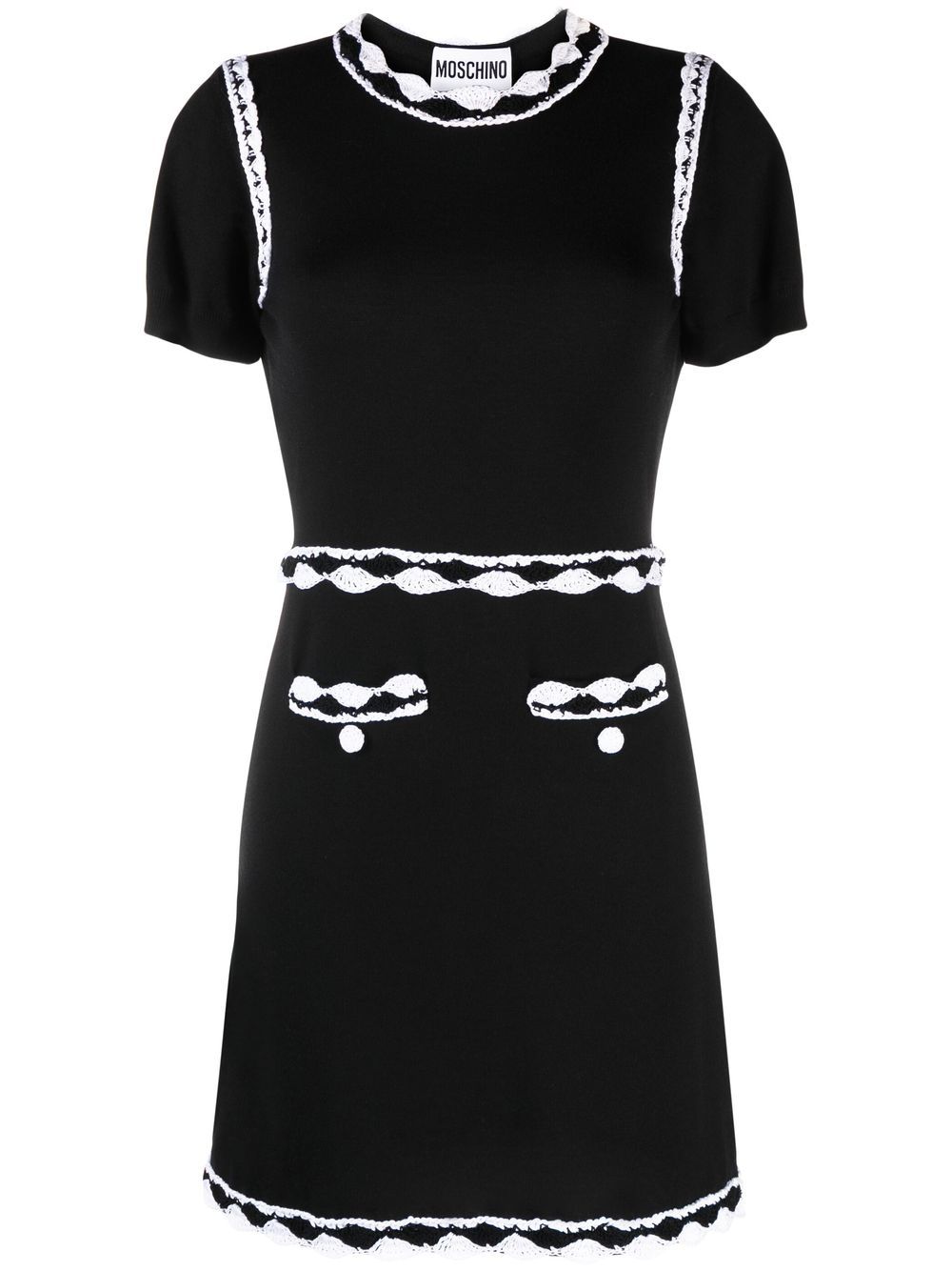 Moschino 蕾丝边饰针织连衣裙 - 黑色