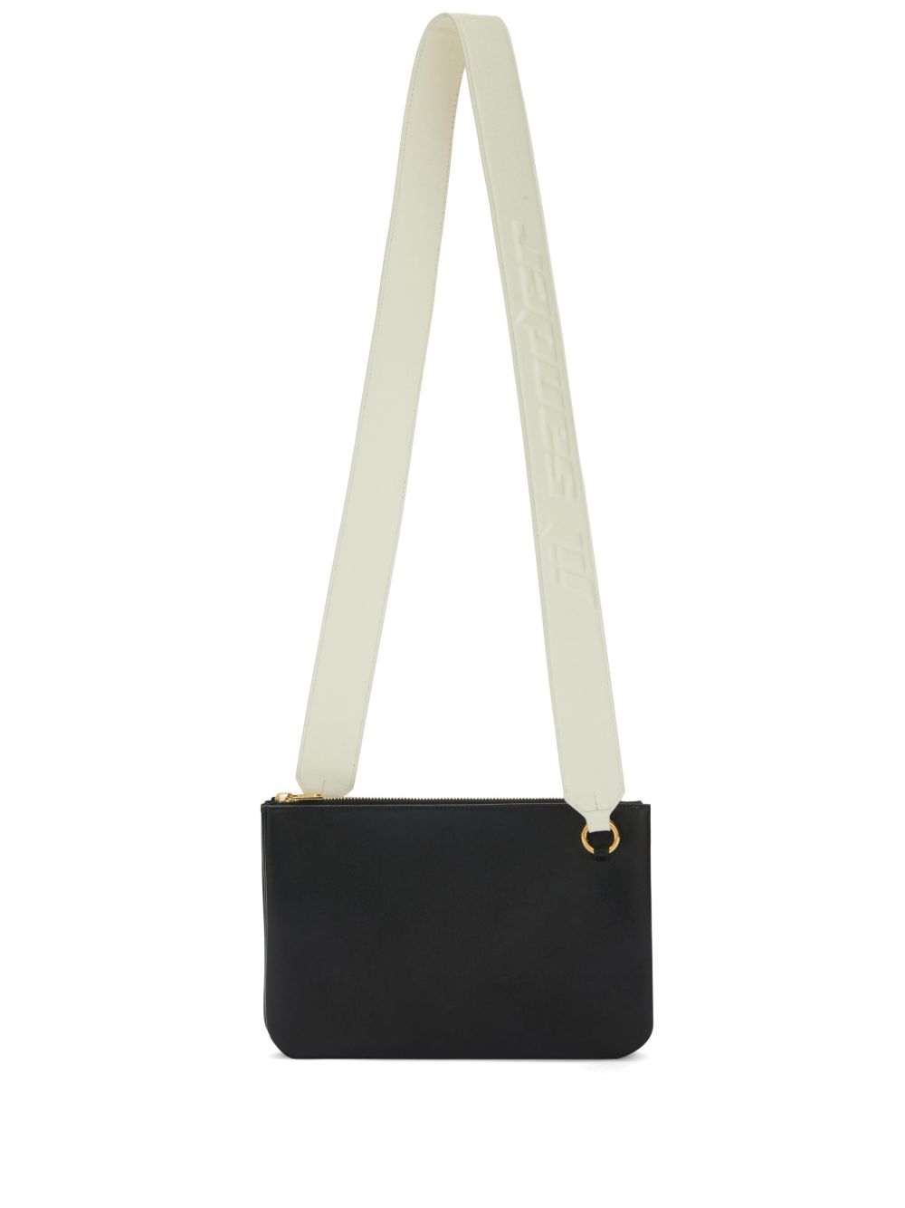 Jil Sander Link LG logo包带皮质斜挎包 - 黑色