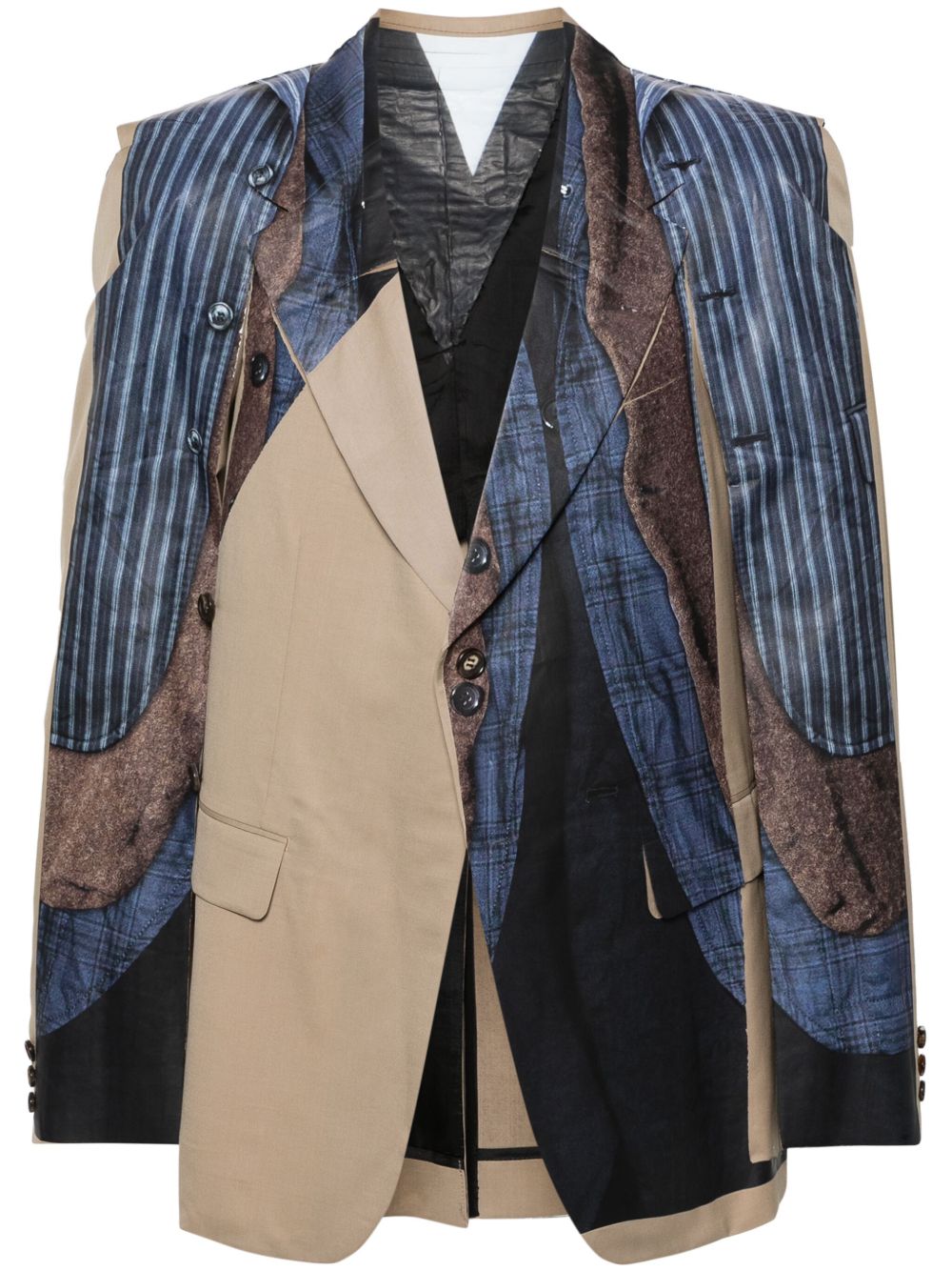 Comme des Garçons Homme Plus 错觉画印花羊毛西装夹克 - 中性色