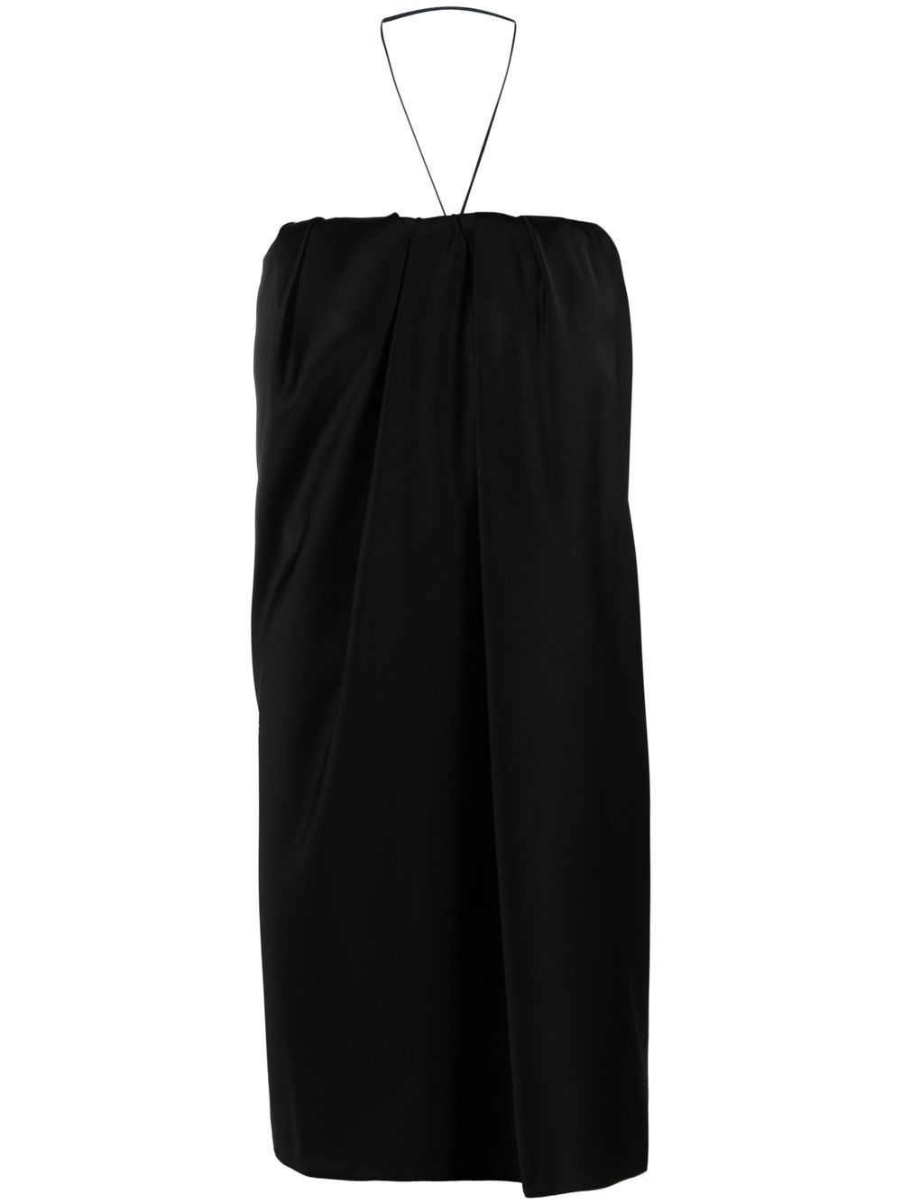Saint Laurent 真丝缎面露肩迷你连衣裙 - 黑色