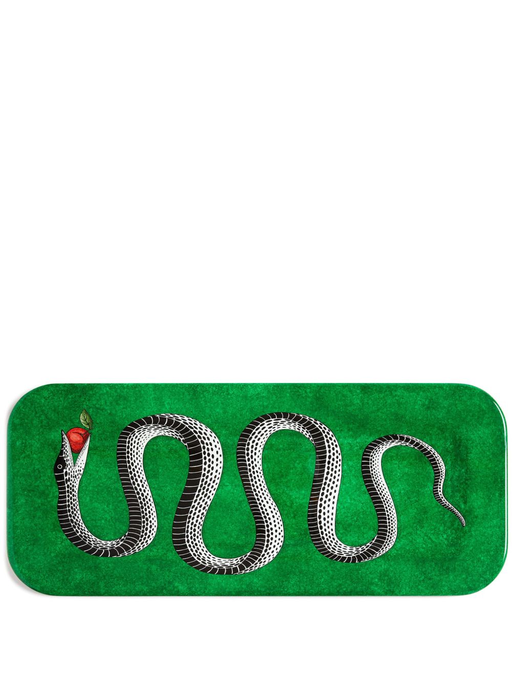Fornasetti Serpente 手工装饰木质托盘 - 绿色