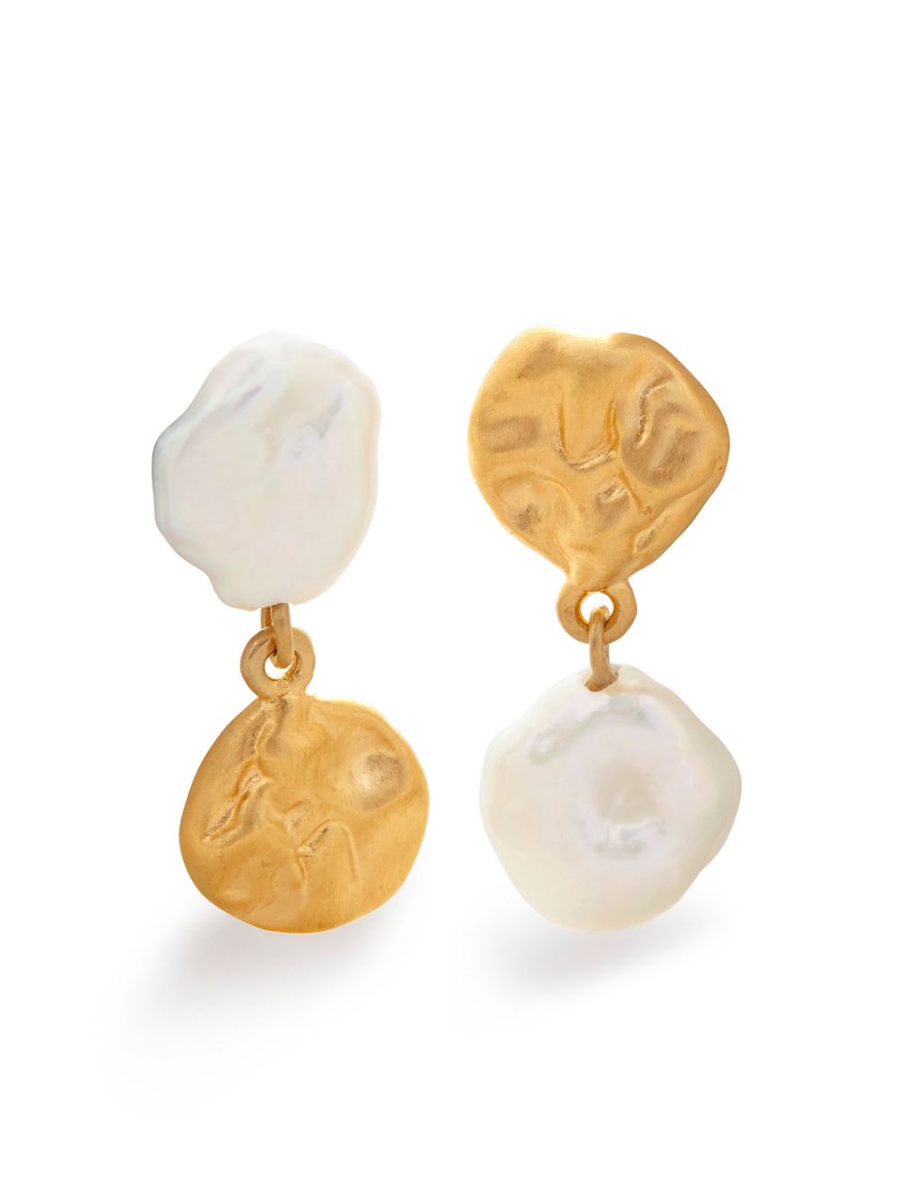 Monica Vinader x Mother of Pearl Keshi 珠饰耳钉 - 金色
