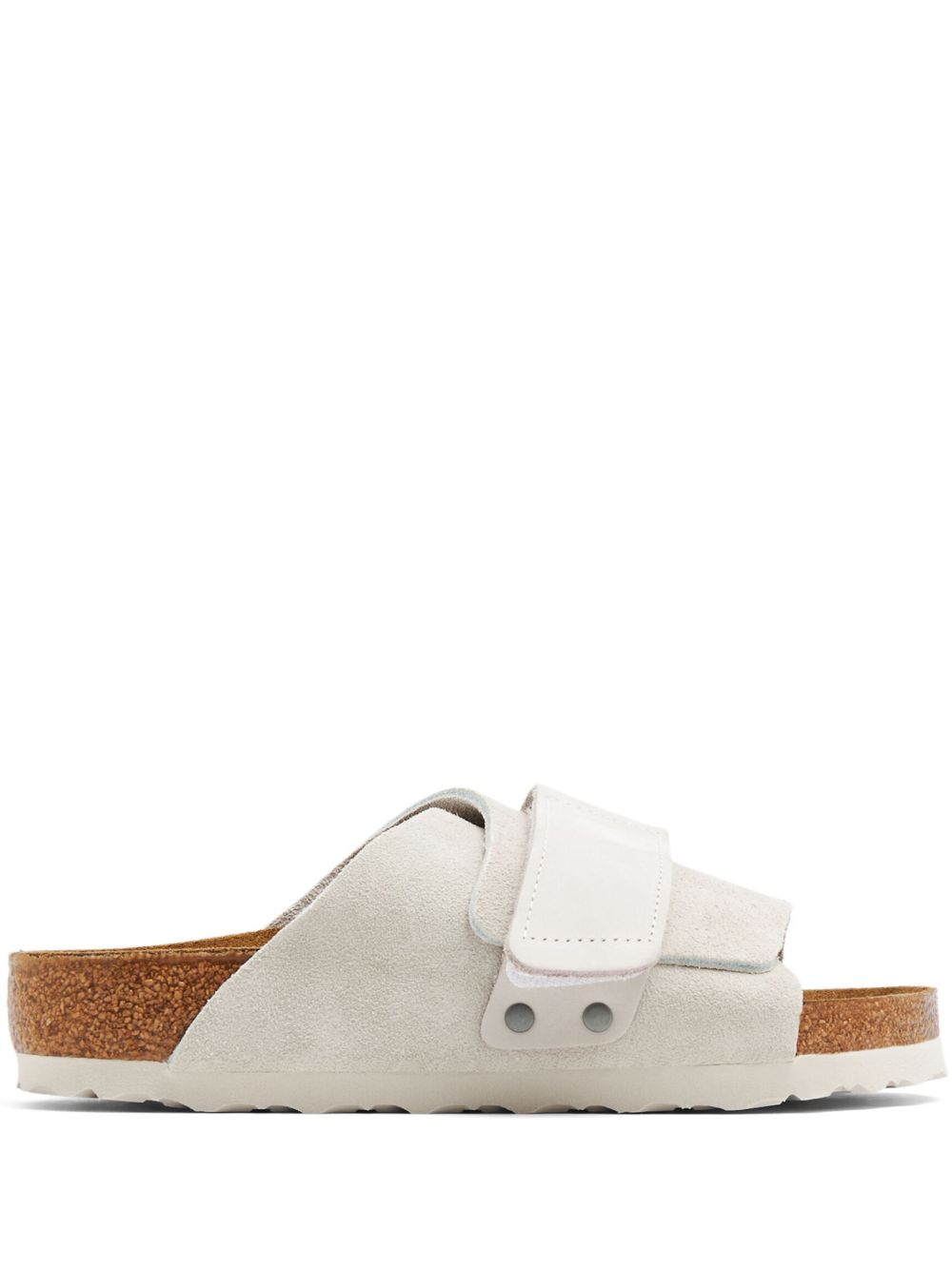 Birkenstock Kyoto 绒面皮魔术贴拖鞋 - 白色