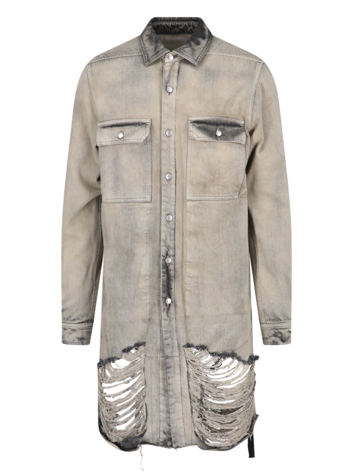 Rick Owens Denim Shirt mineral Fringed