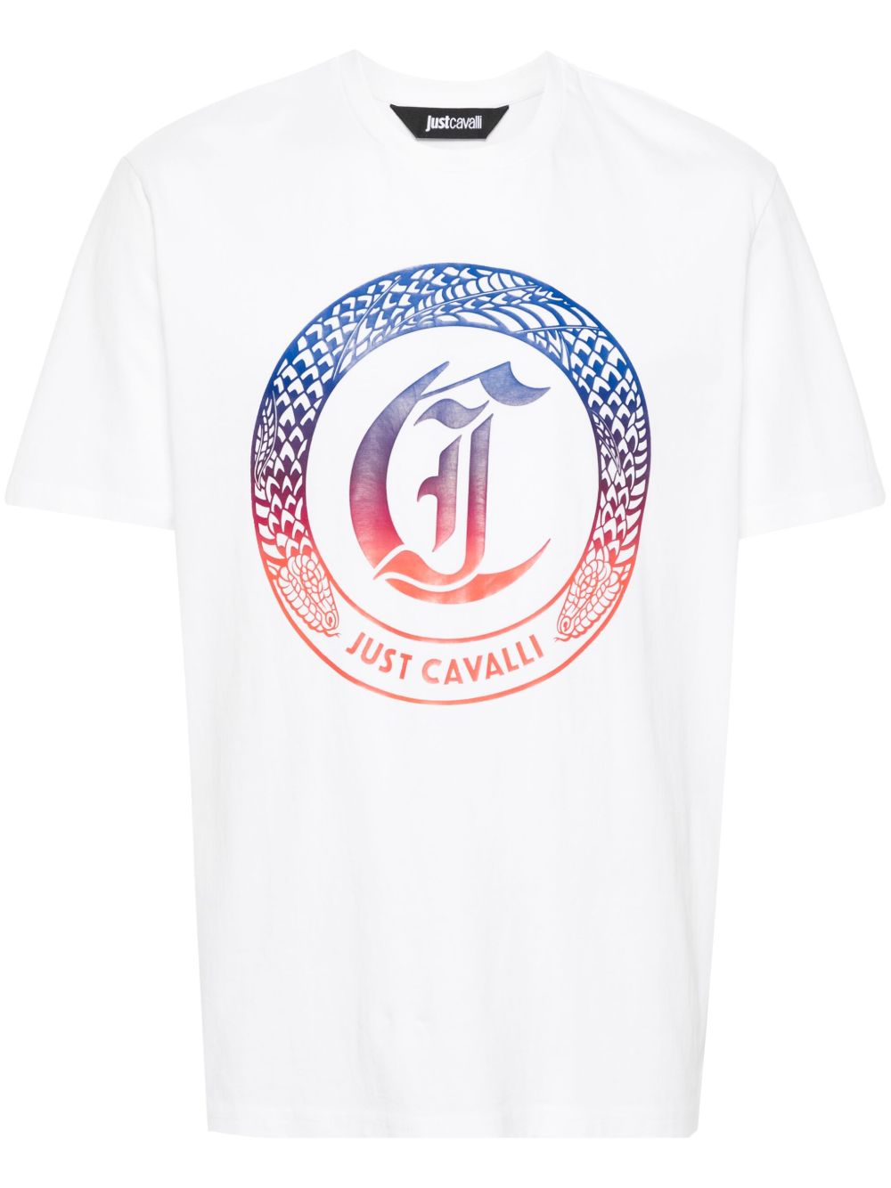 Just Cavalli logo印花棉T恤 - 白色
