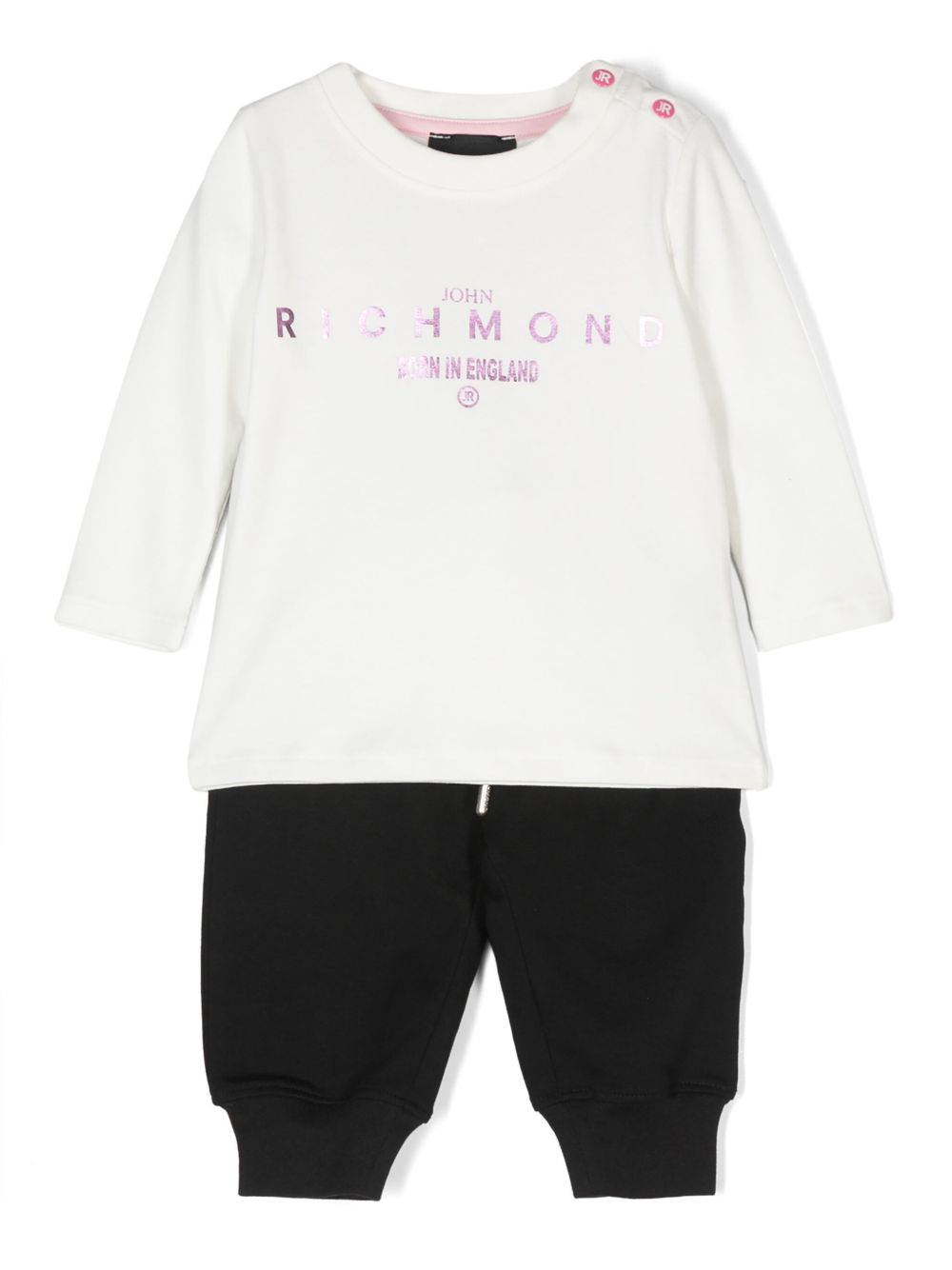 John Richmond Junior logo印花平纹针织运动套装 - 白色