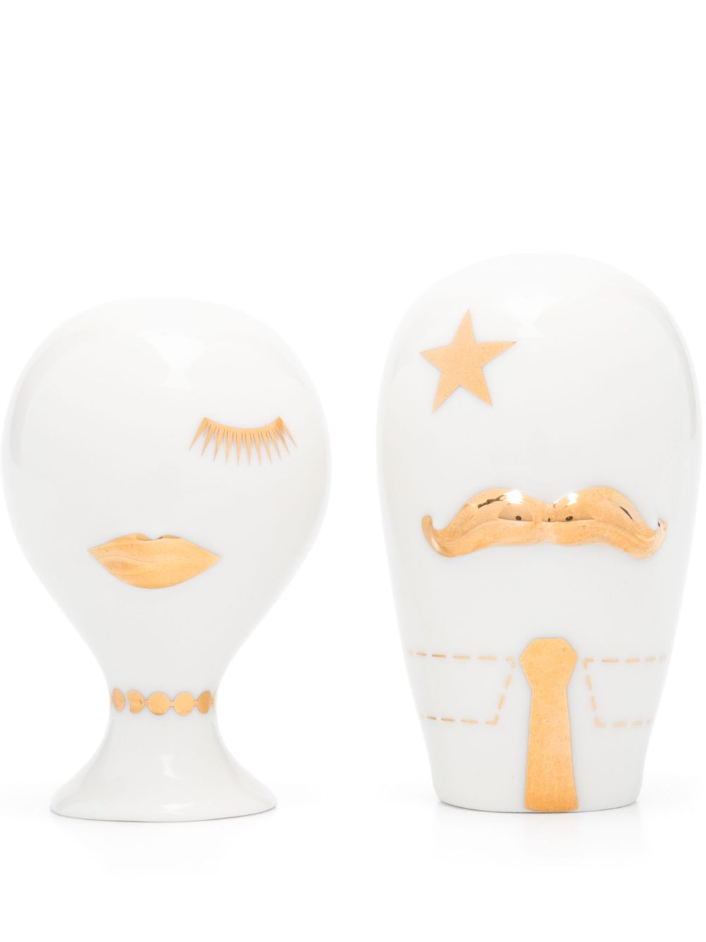 Jonathan Adler Gilded Mr & Mrs Muse 水瓶（两件装） - 白色