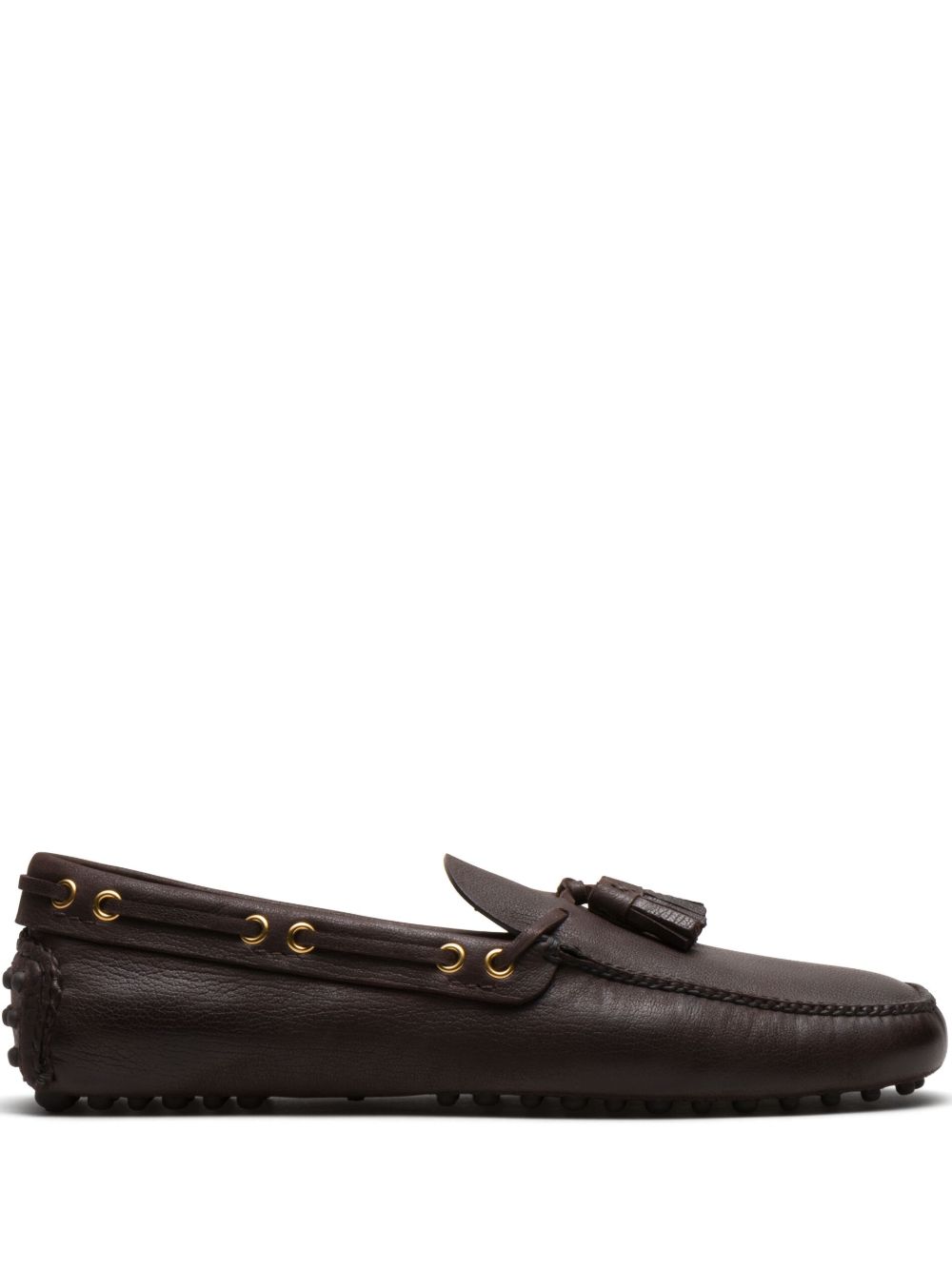 Car Shoe 流苏皮质乐福鞋 - 褐色