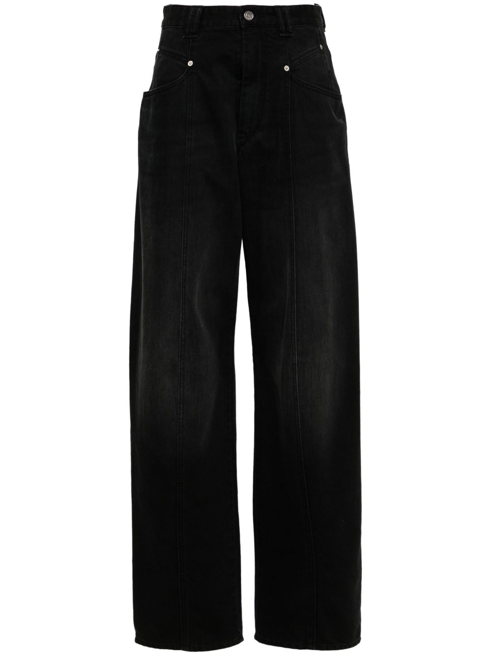 ISABEL MARANT Vetan 高腰阔腿牛仔裤 - 黑色