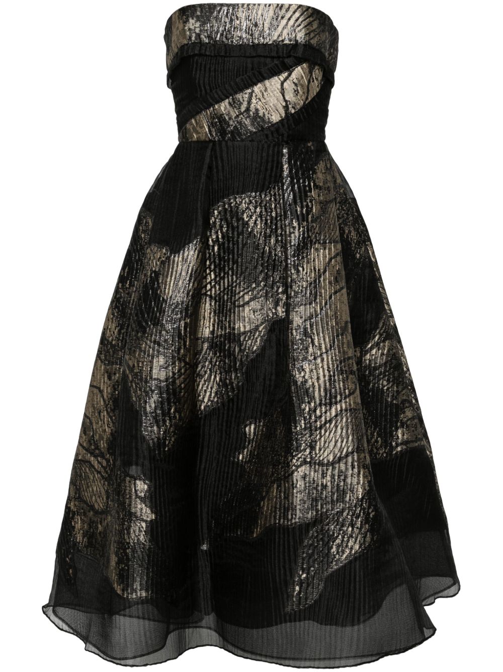 Elie Saab 对比拼接连衣裙 - 黑色