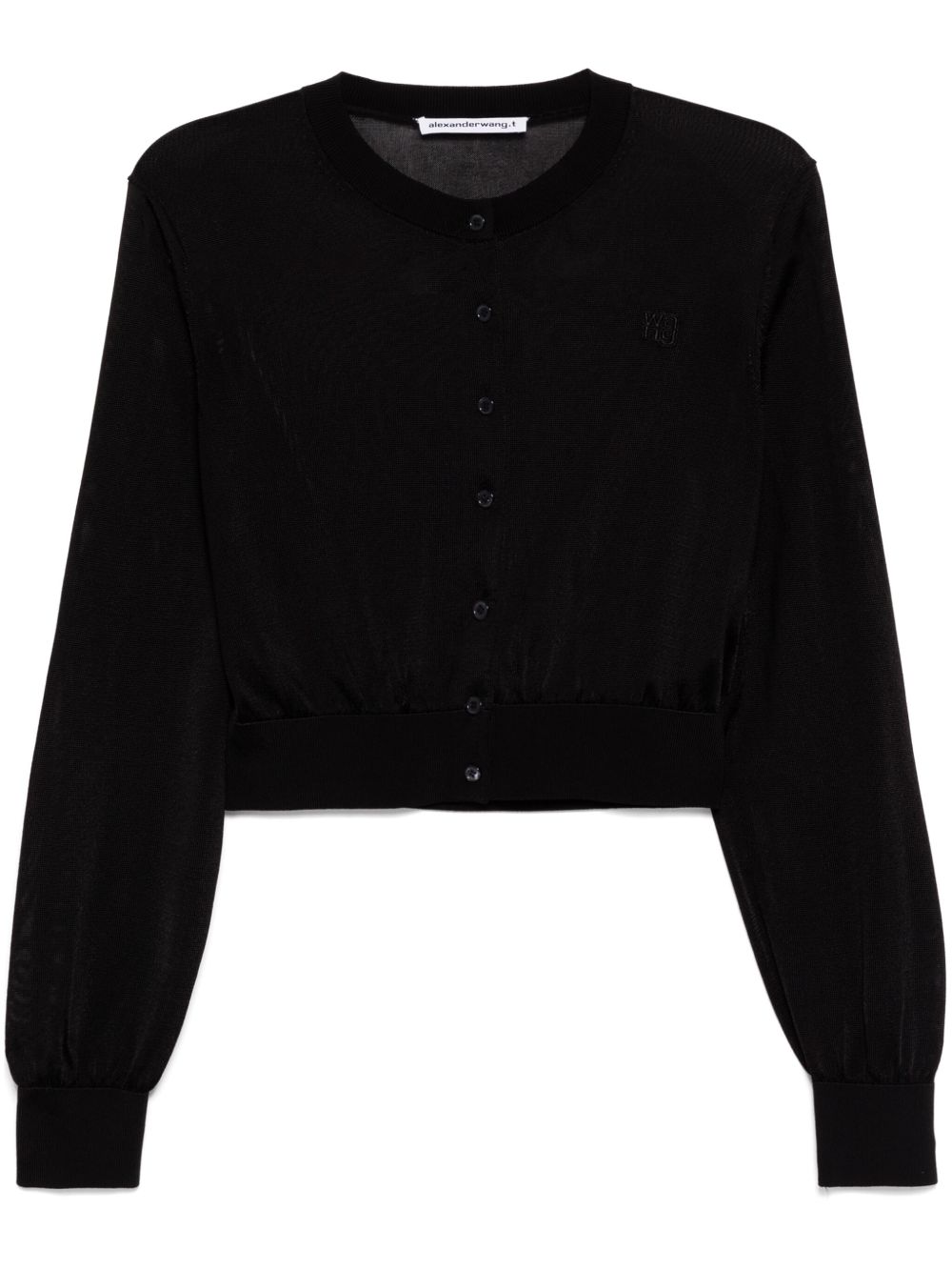 Alexander Wang logo刺绣短款开衫 - 黑色