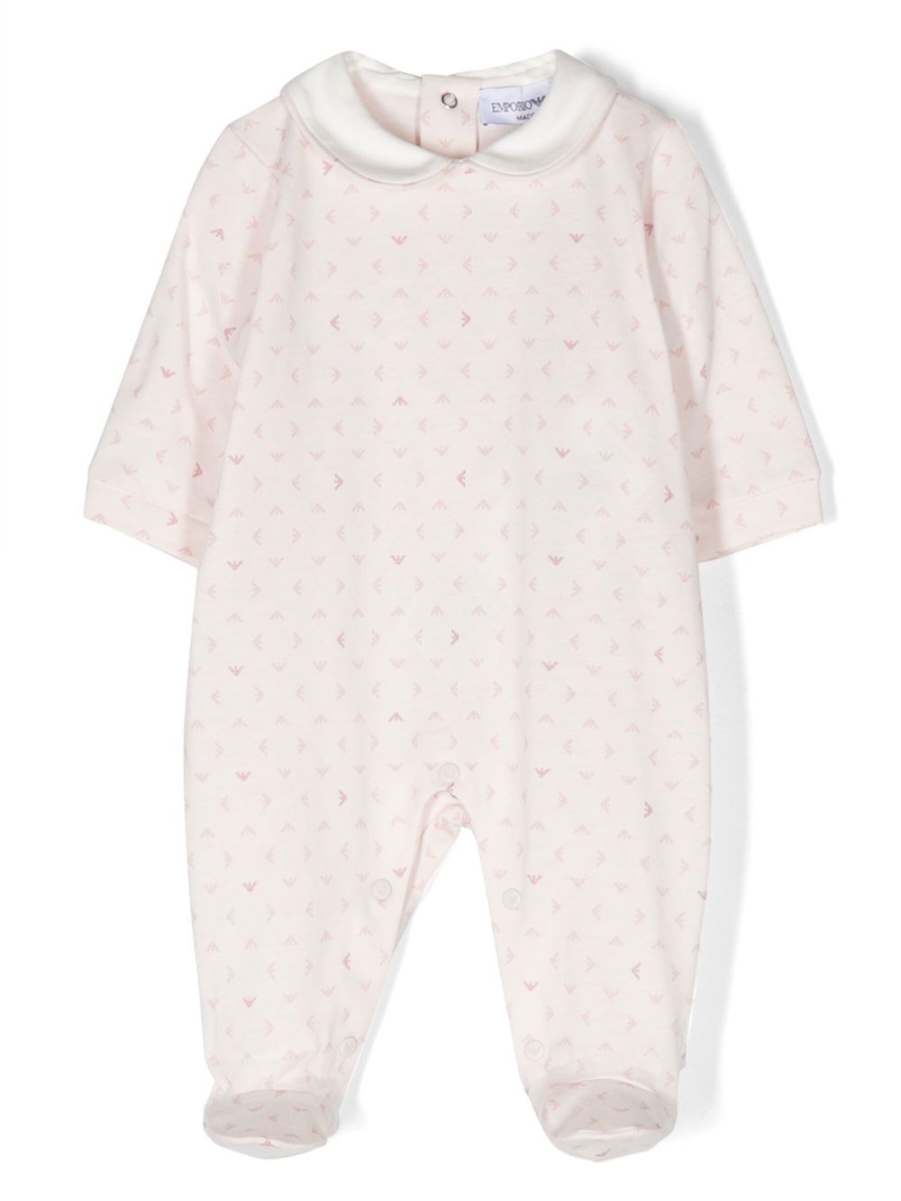 Emporio Armani Kids logo印花棉连体衣 - 粉色