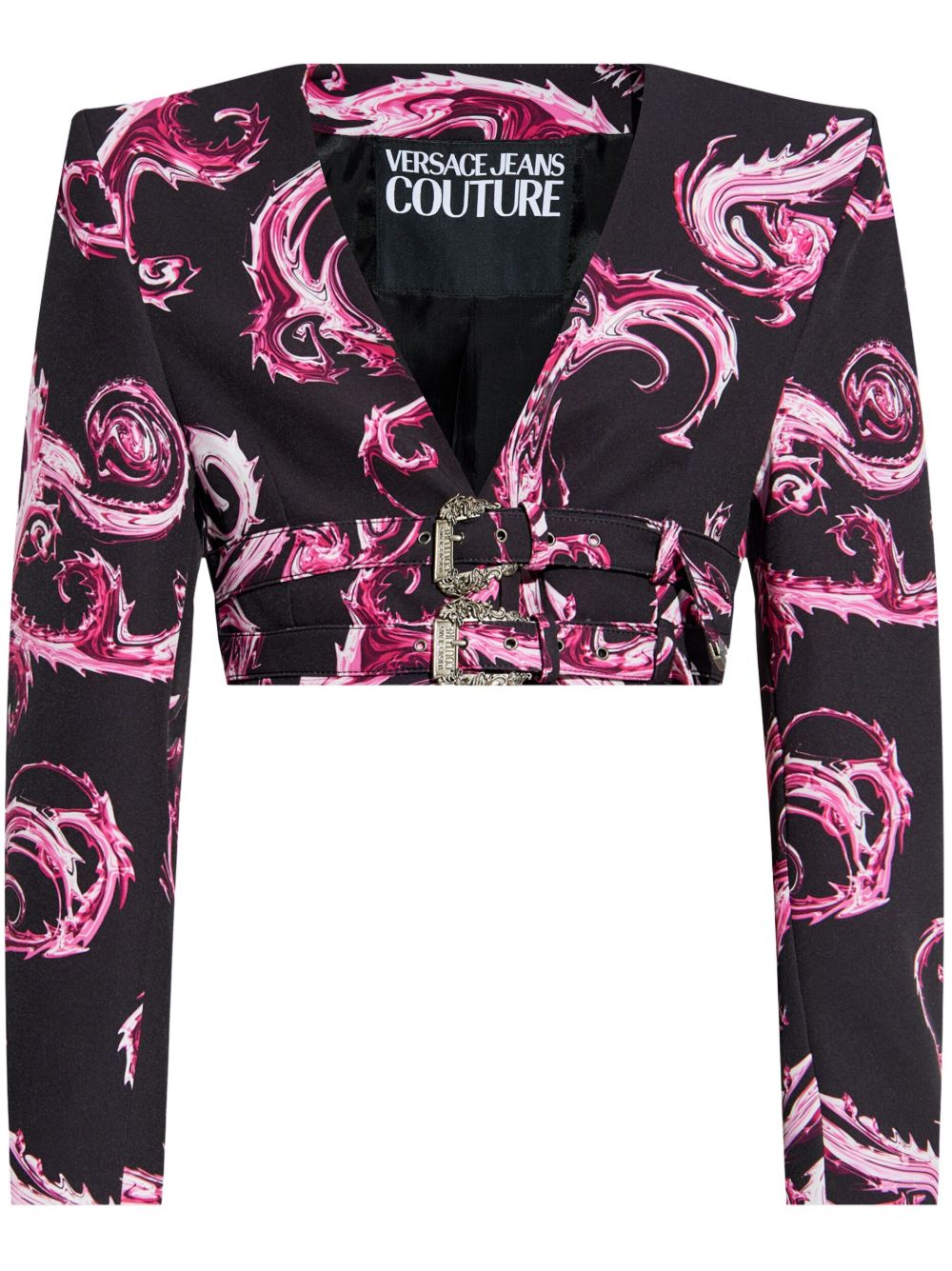 Versace Jeans Couture 巴洛克印花短款夹克 - 黑色