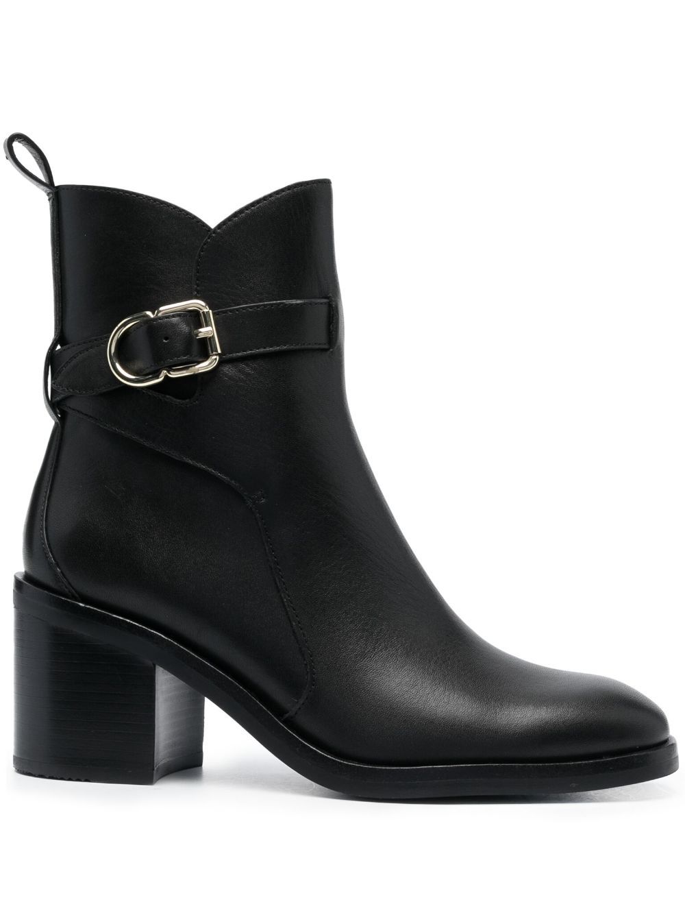 3.1 Phillip Lim 搭扣中跟皮质短靴 - 黑色