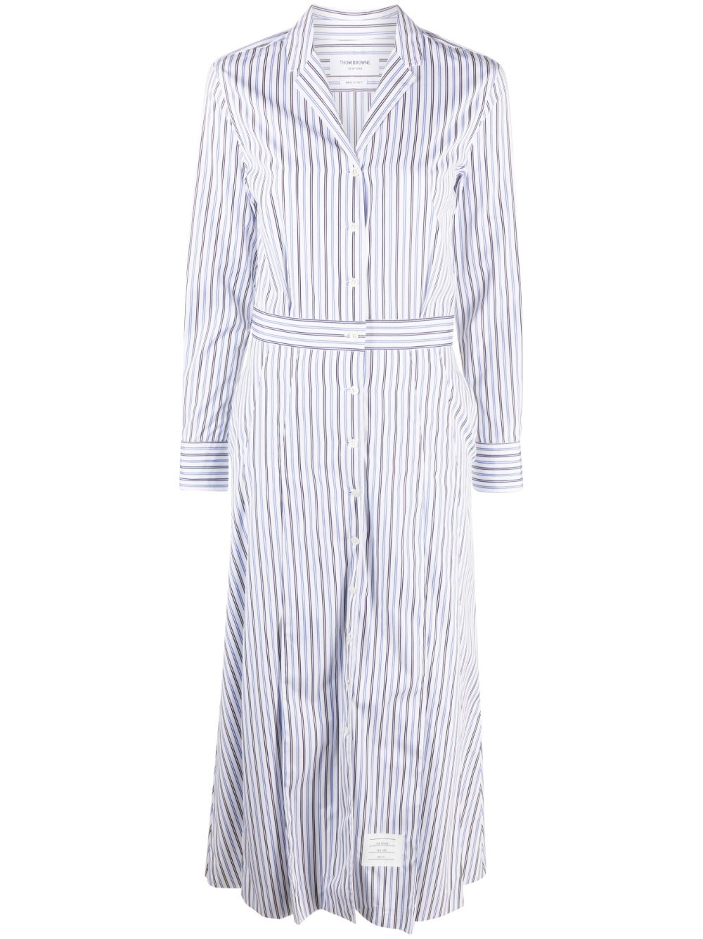 Thom Browne 条纹棉A字衬衫裙 - 白色