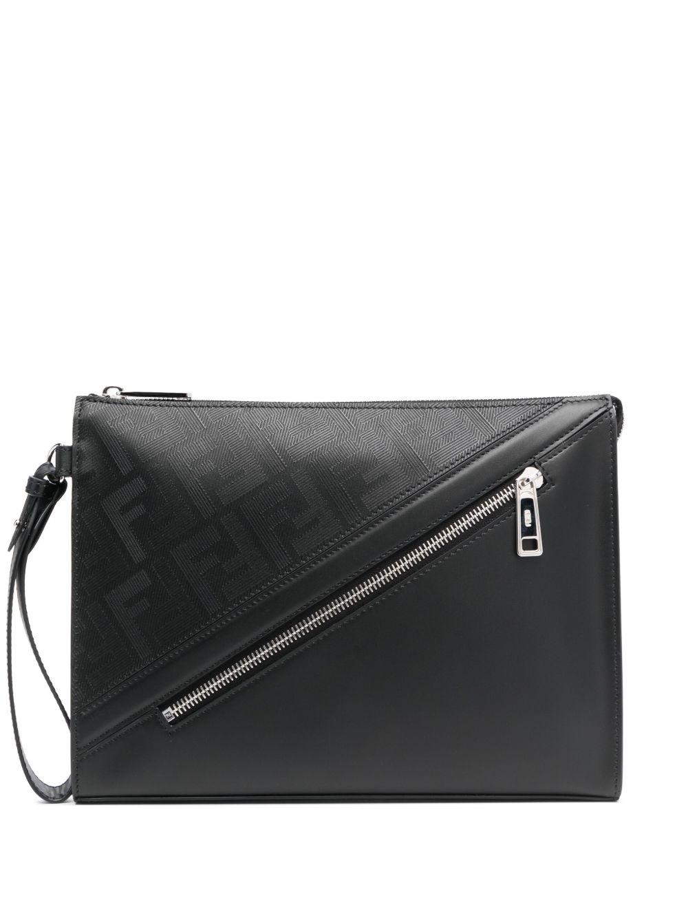 FENDI Shadow Diagonal 皮质手拿包 - 黑色