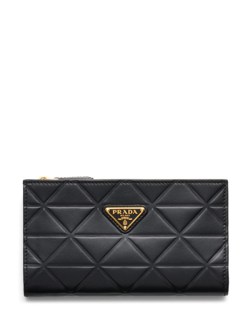 Prada 三角形logo皮质大号钱包 - 黑色