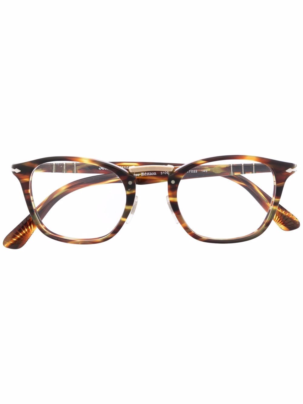 Persol Typewriter 玳瑁效果方框眼镜 - 褐色