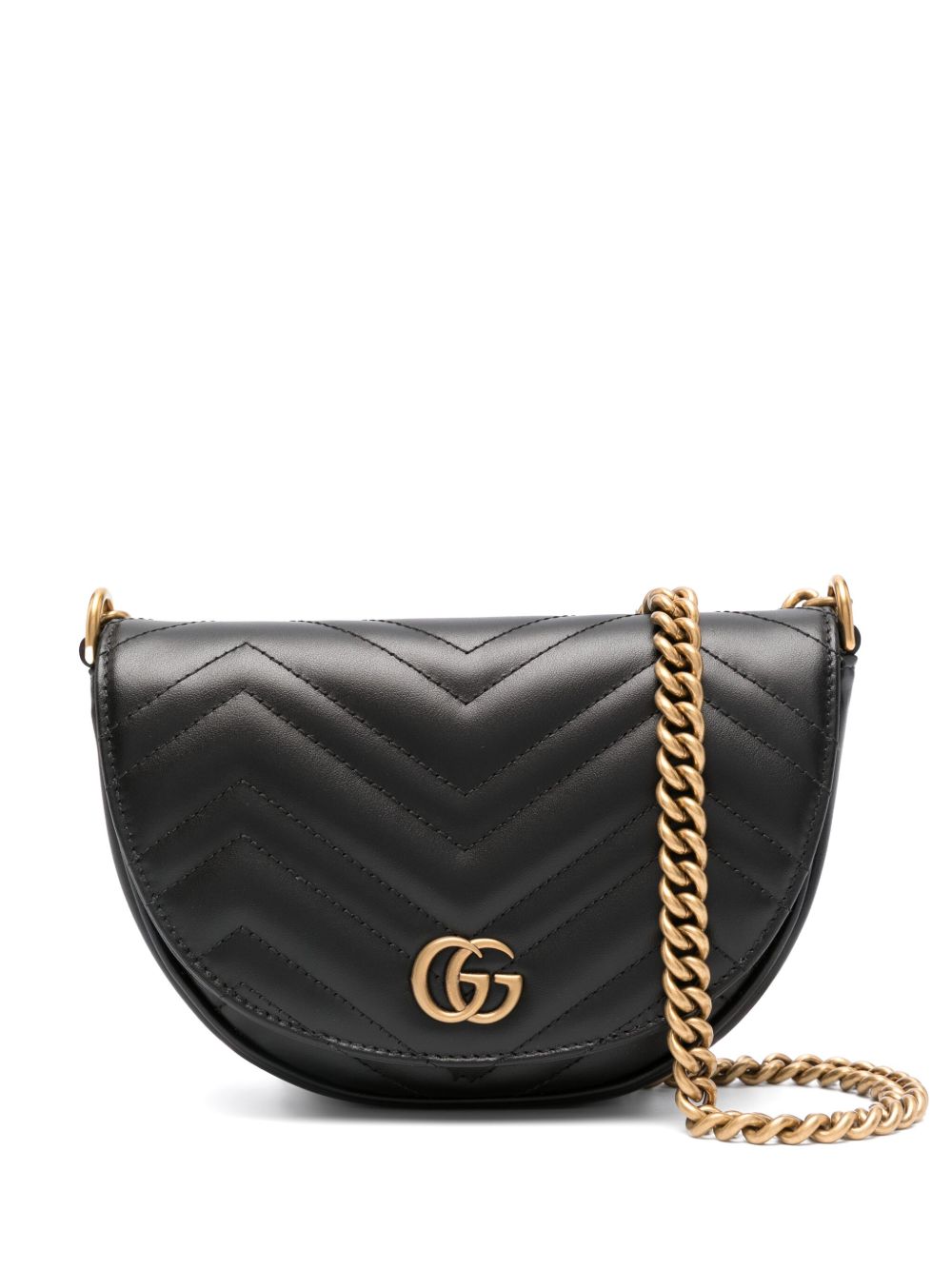 Gucci GG Marmont 迷你斜挎包 - 黑色