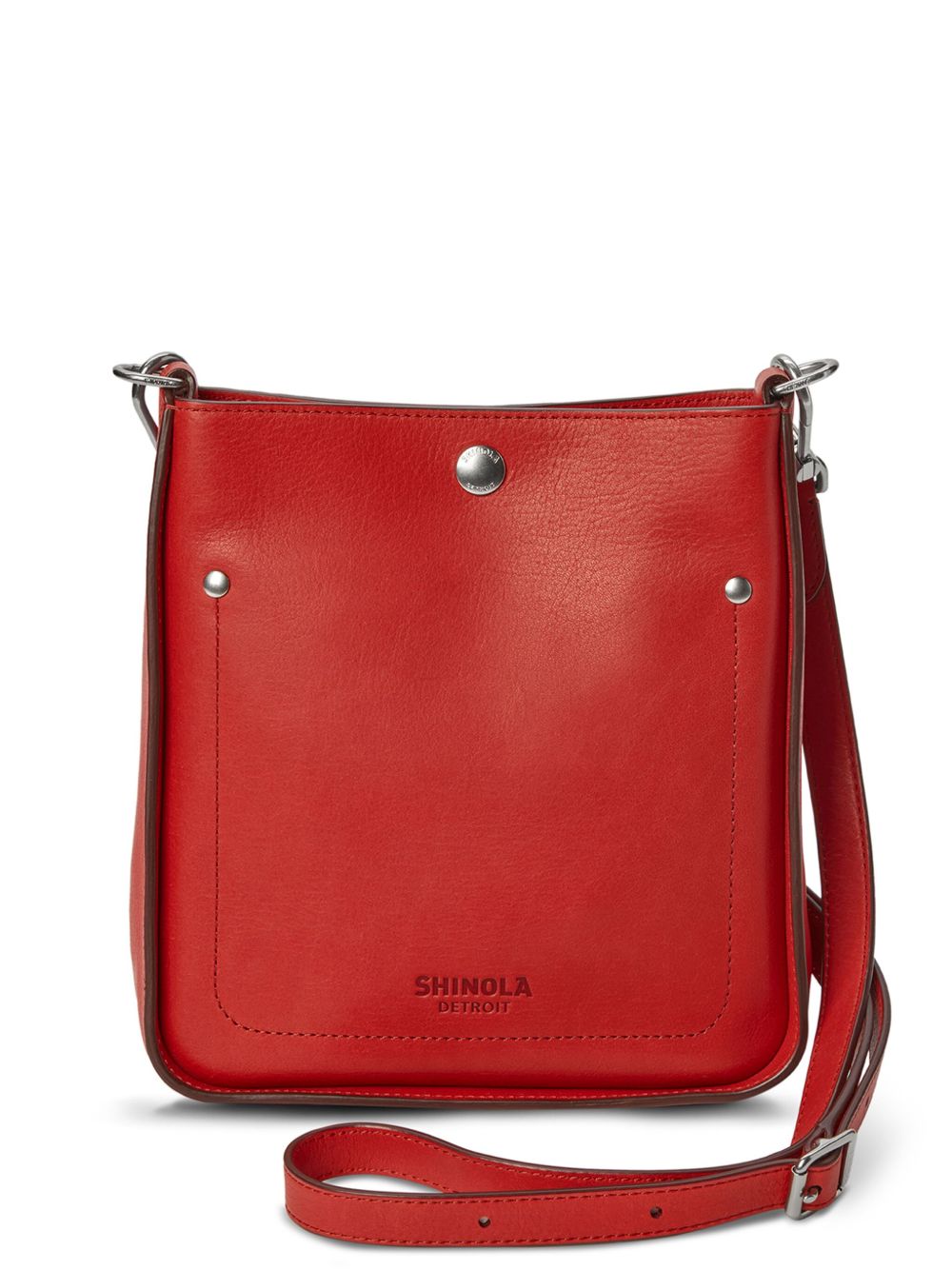 Shinola The Mini Pocket 皮质斜挎包 - 红色