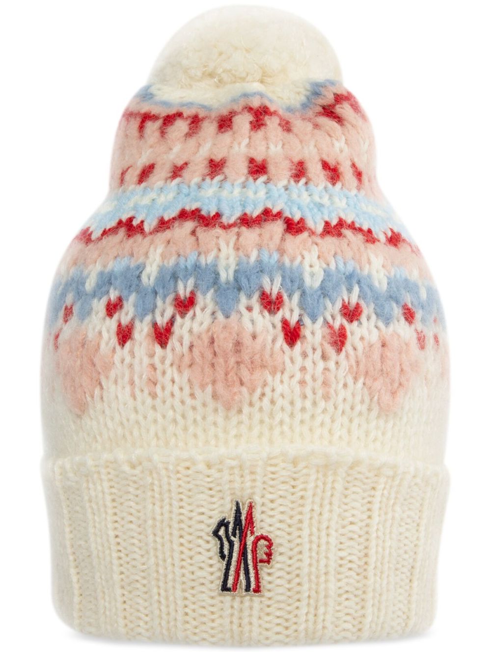 Moncler Grenoble 费尔岛式嵌花套头帽 - 白色