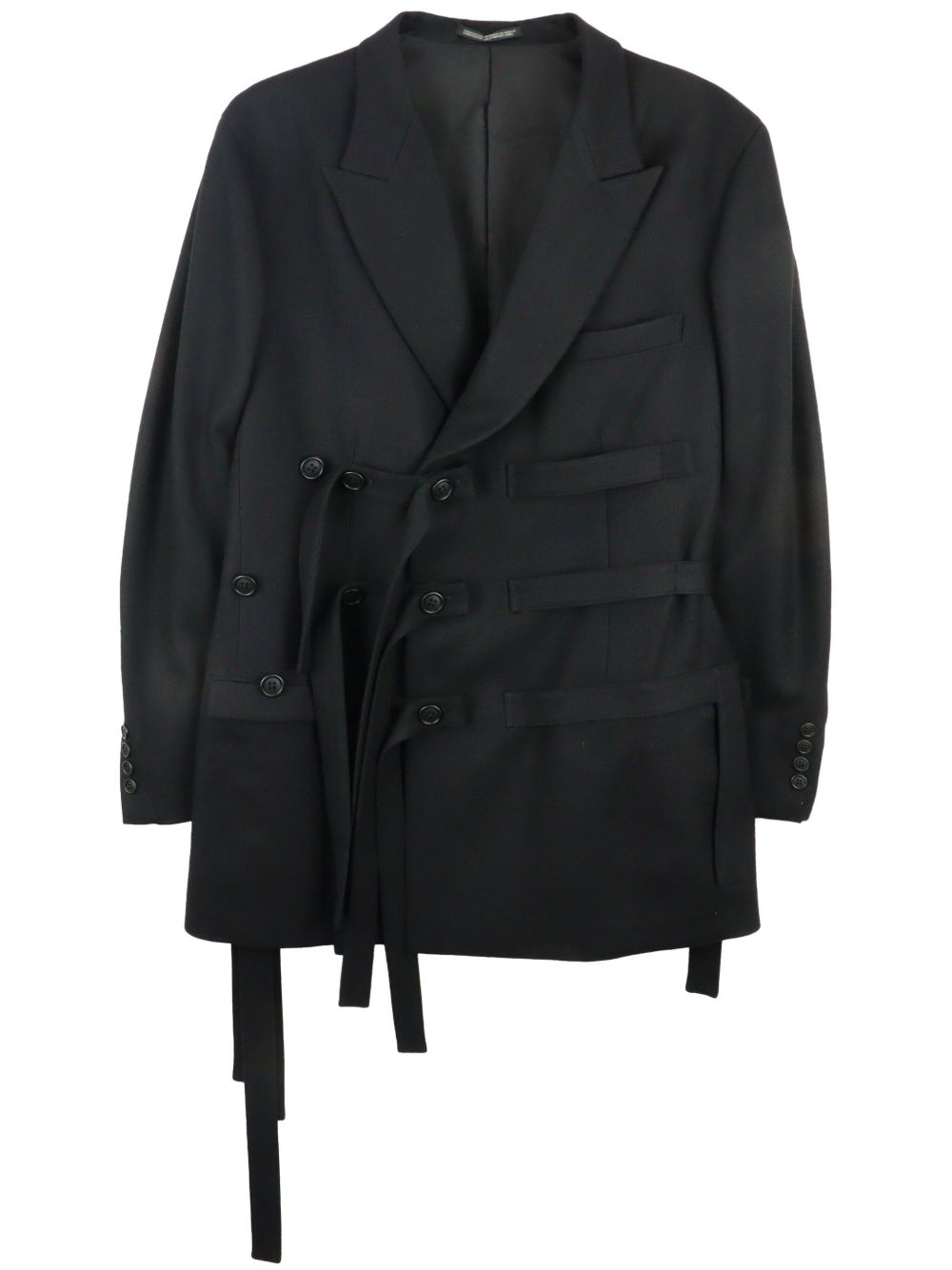 Yohji Yamamoto Worsted Tasmania 束腰羊毛西装夹克 - 黑色