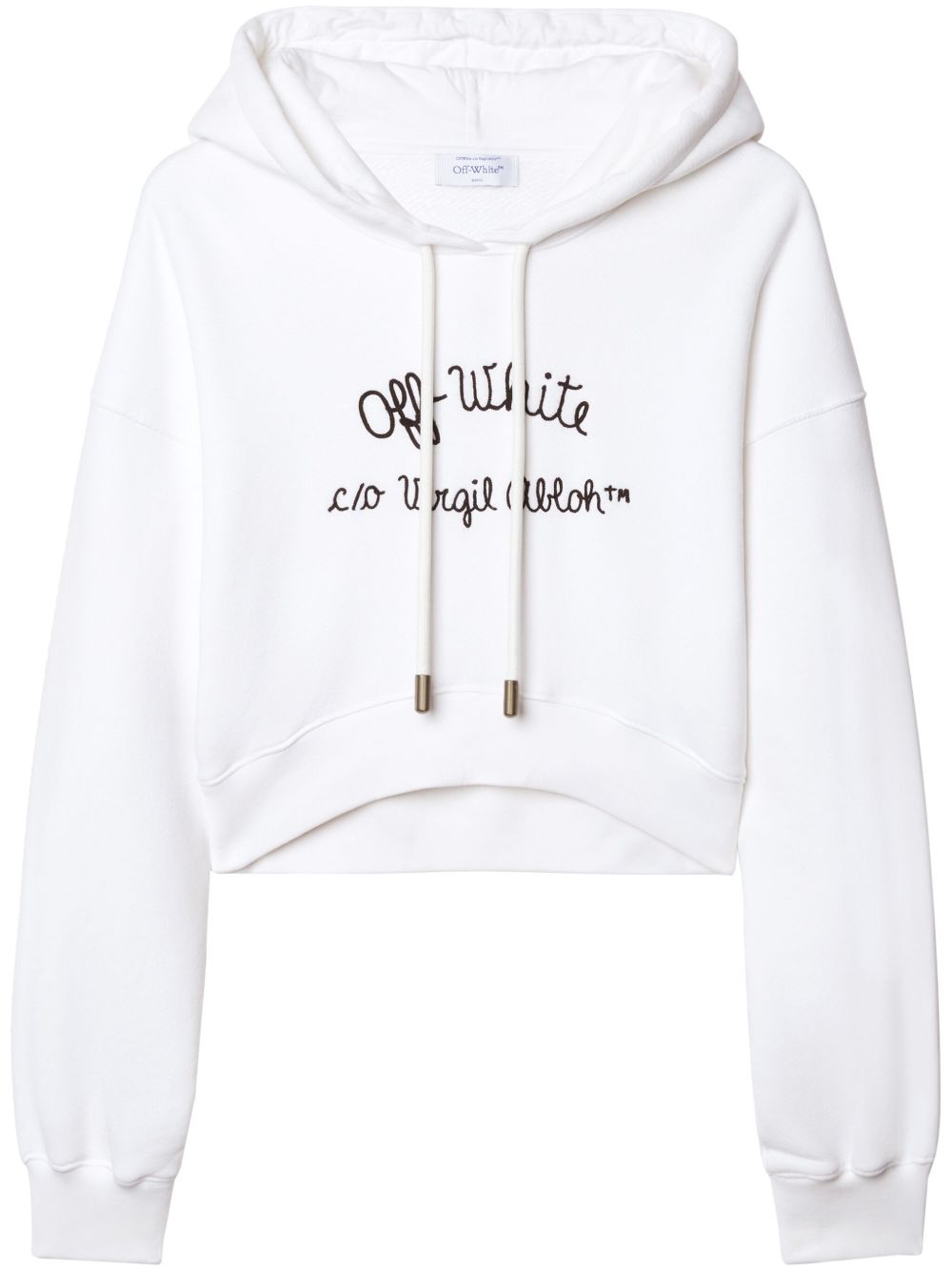Off-White logo刺绣连帽衫 - 白色